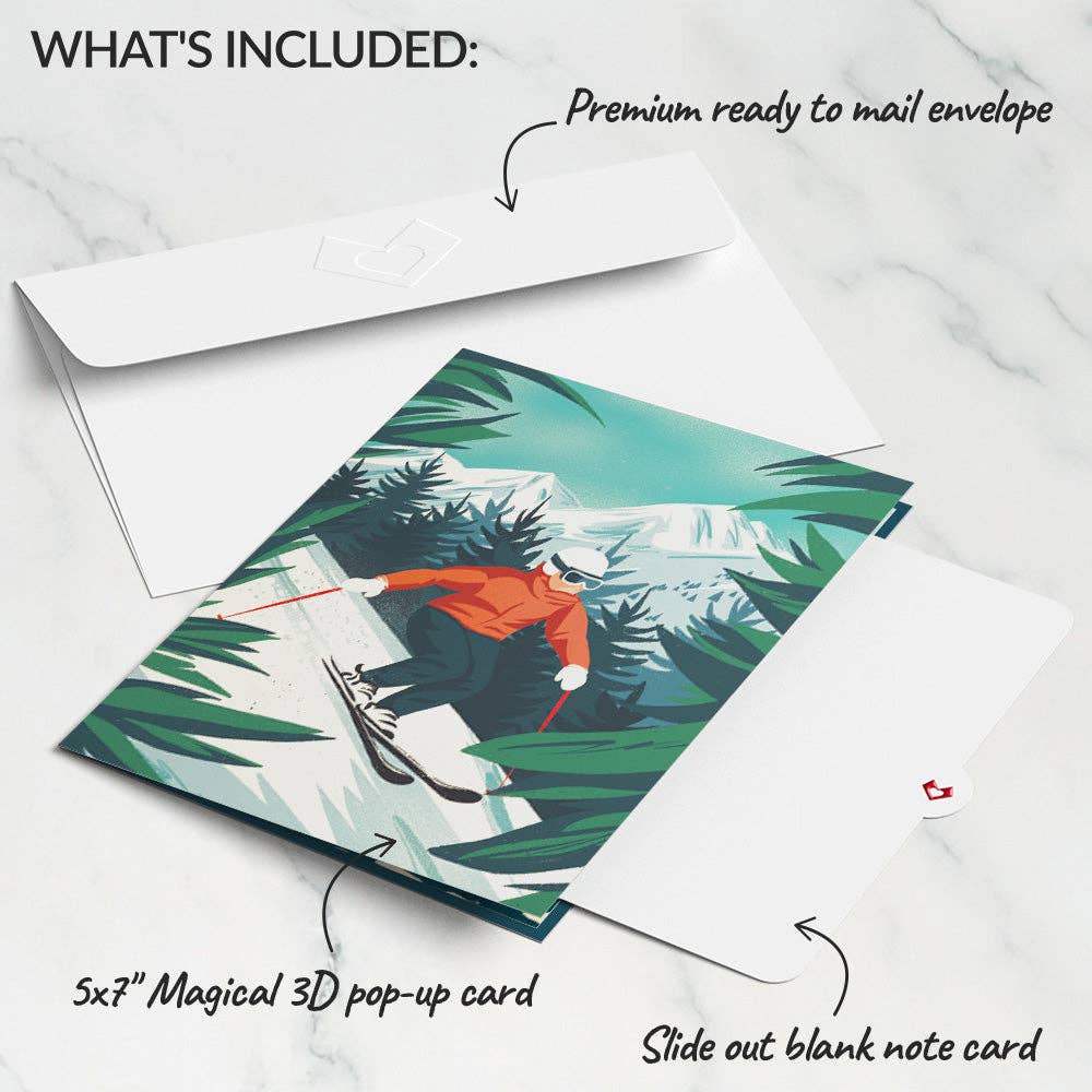 Mountain Ski Adventure Pop-Up Card - Image 5