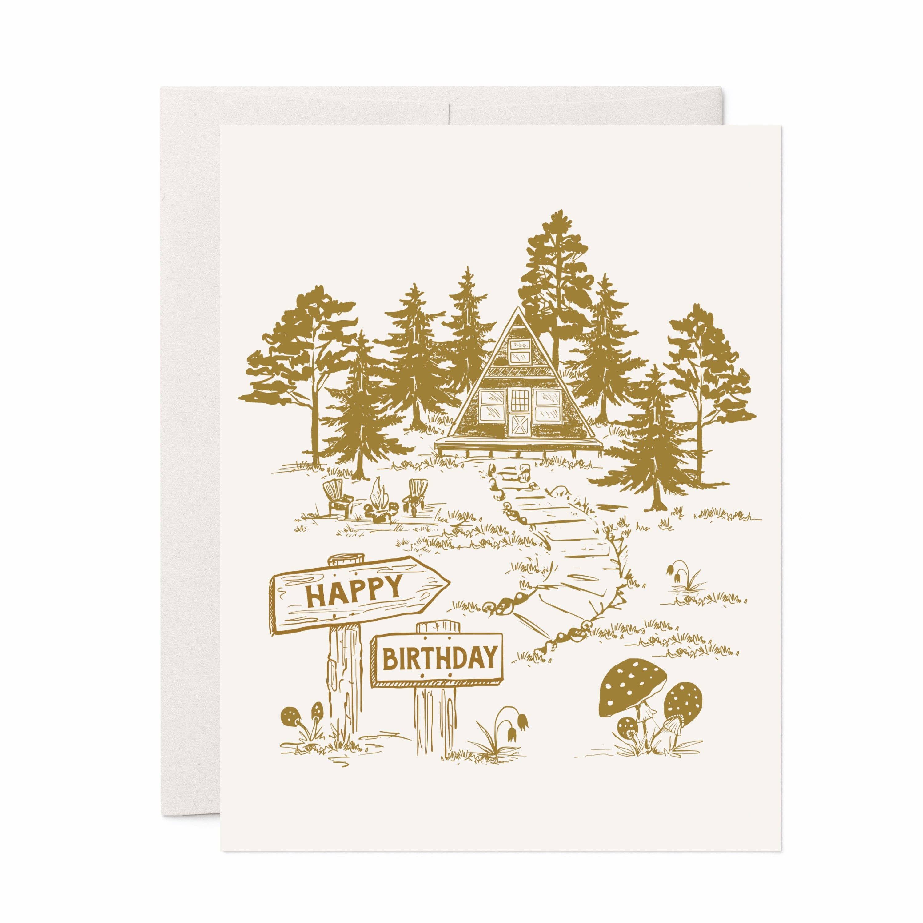 A-Frame Cabin Birthday Greeting Card