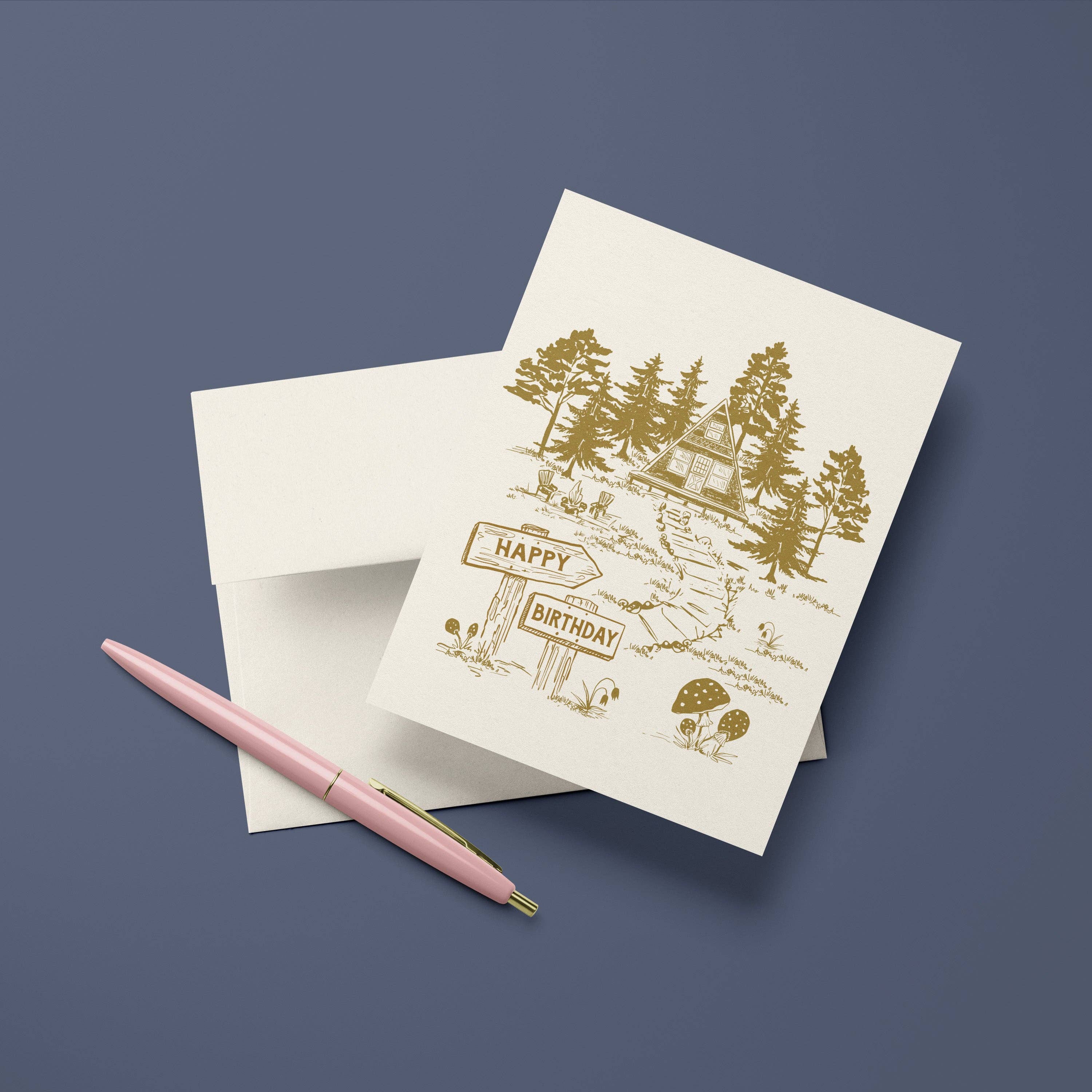 A-Frame Cabin Birthday Greeting Card - Image 2