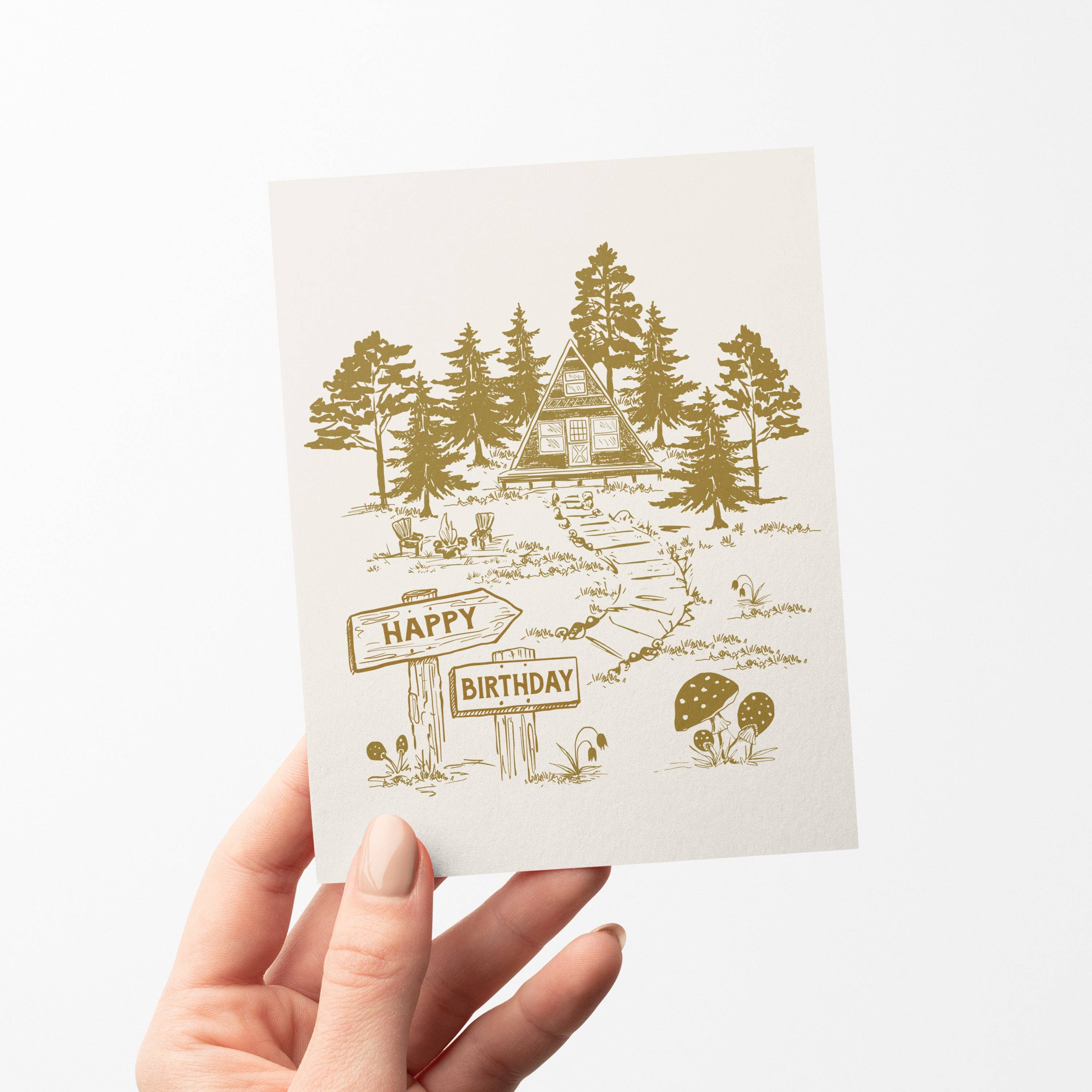 A-Frame Cabin Birthday Greeting Card - Image 4