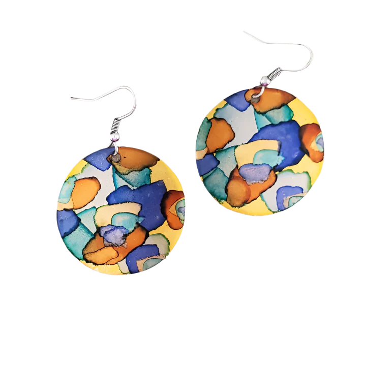 Alcohol Ink Medium Circle Earrings