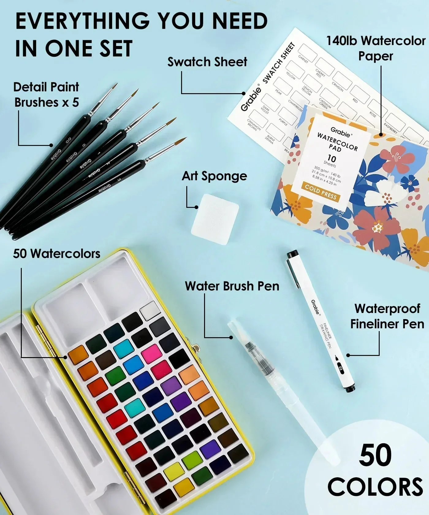 All-In-One Watercolor Set of 50 - Image 2