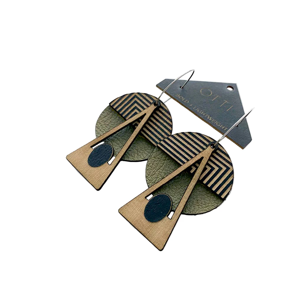 Architectural Earrings: GEO Olive Deco