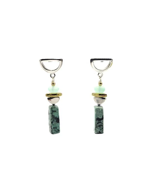 Chinese Turquoise & Chrysoprase Earring