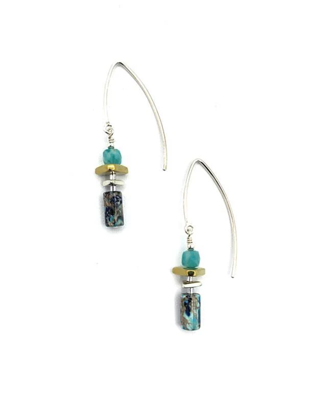 Ocean Blue Sediment & Amazonite Earrings