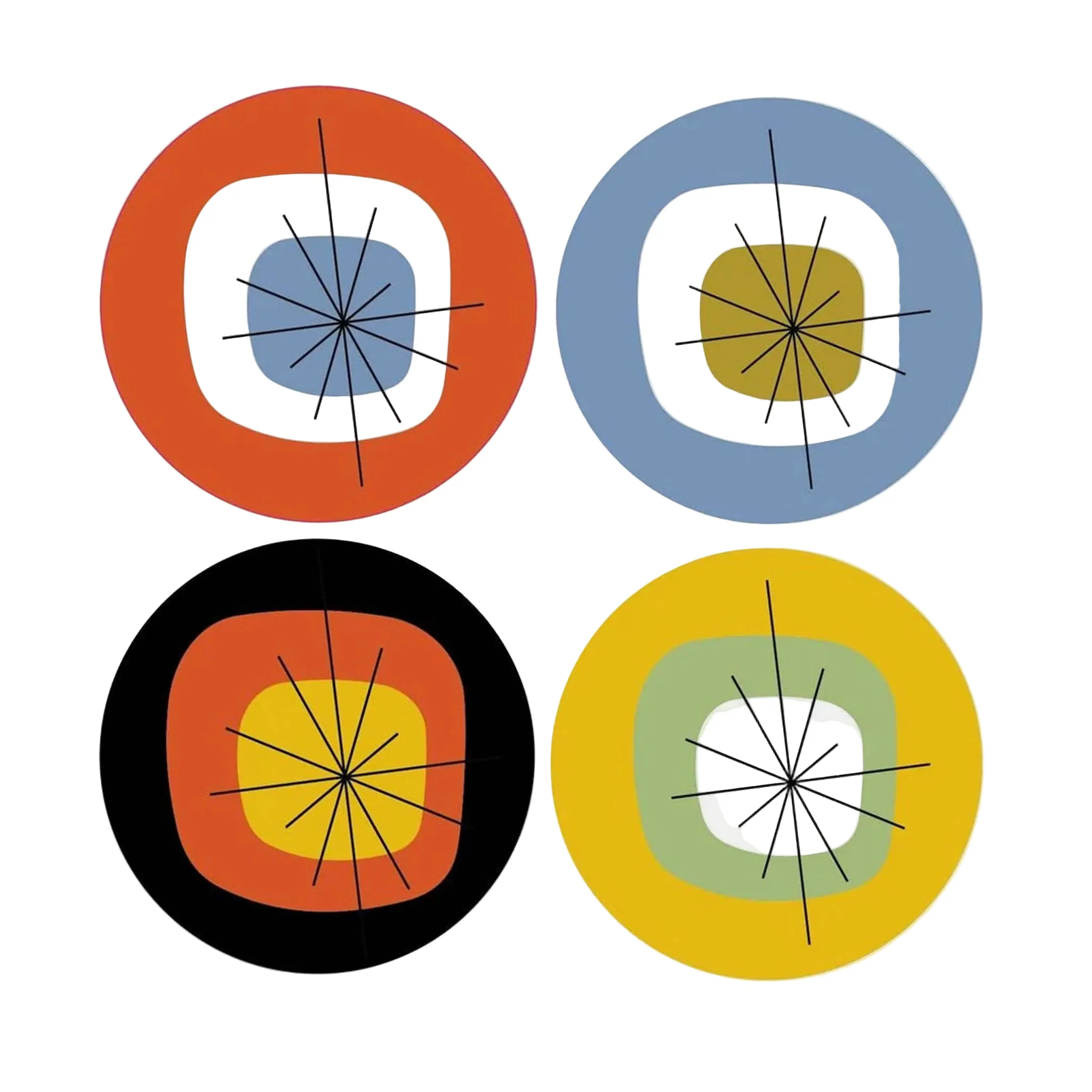 Atomic Vinyl Coasters - Set of 8 - Mixed Colors