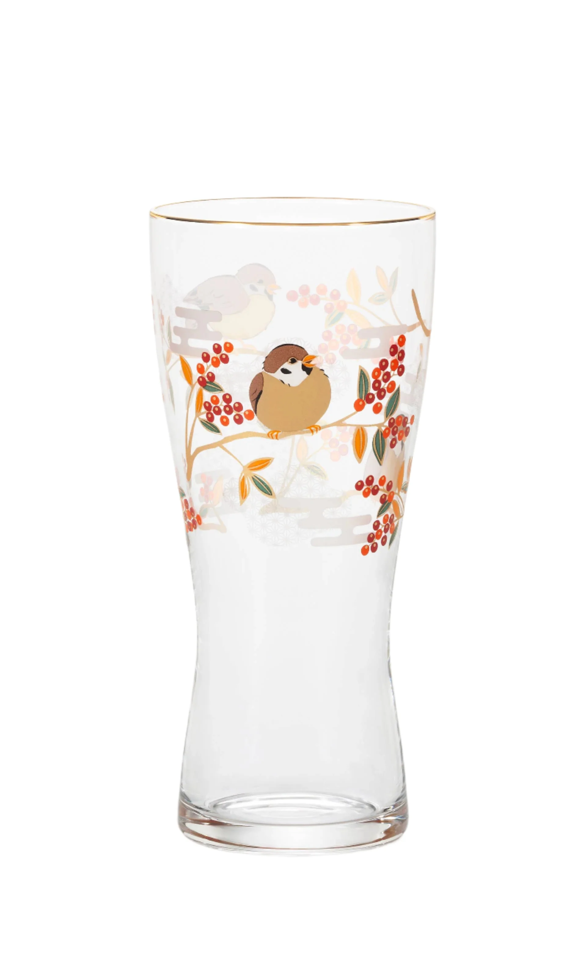 Auspicious Flowers and Birds - Sparrow Beer Glass