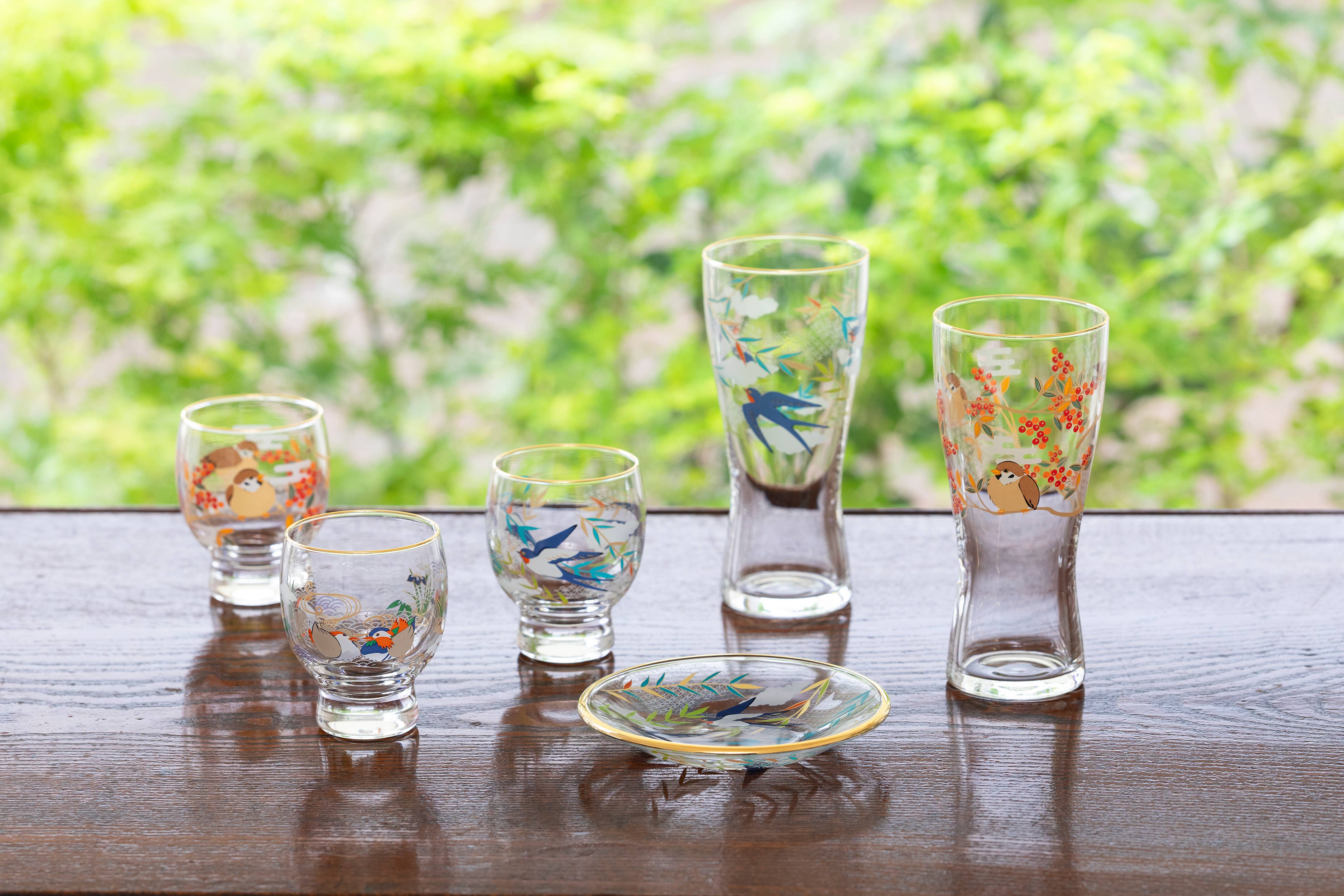 Auspicious Flowers and Birds - Sparrow Beer Glass - Image 2