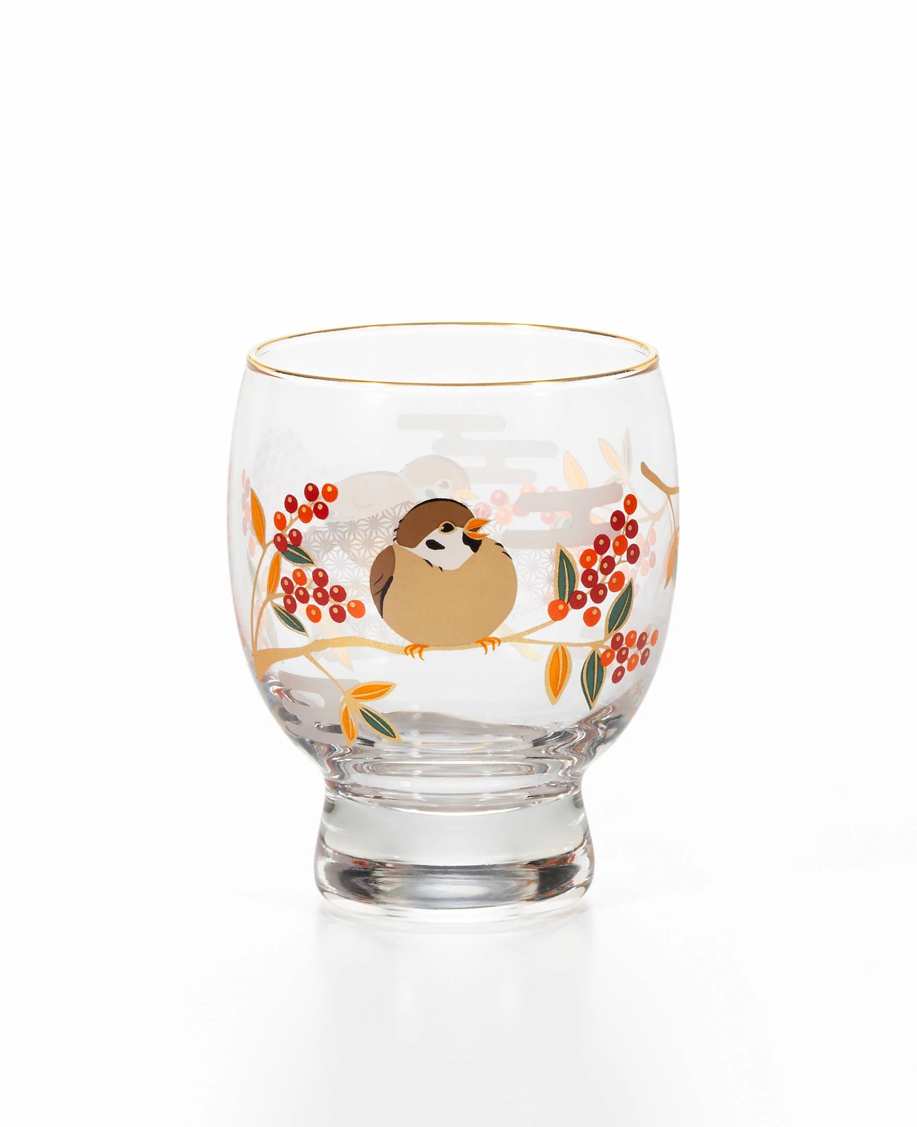 Auspicious Flowers and Birds - Sparrow Sake Cup