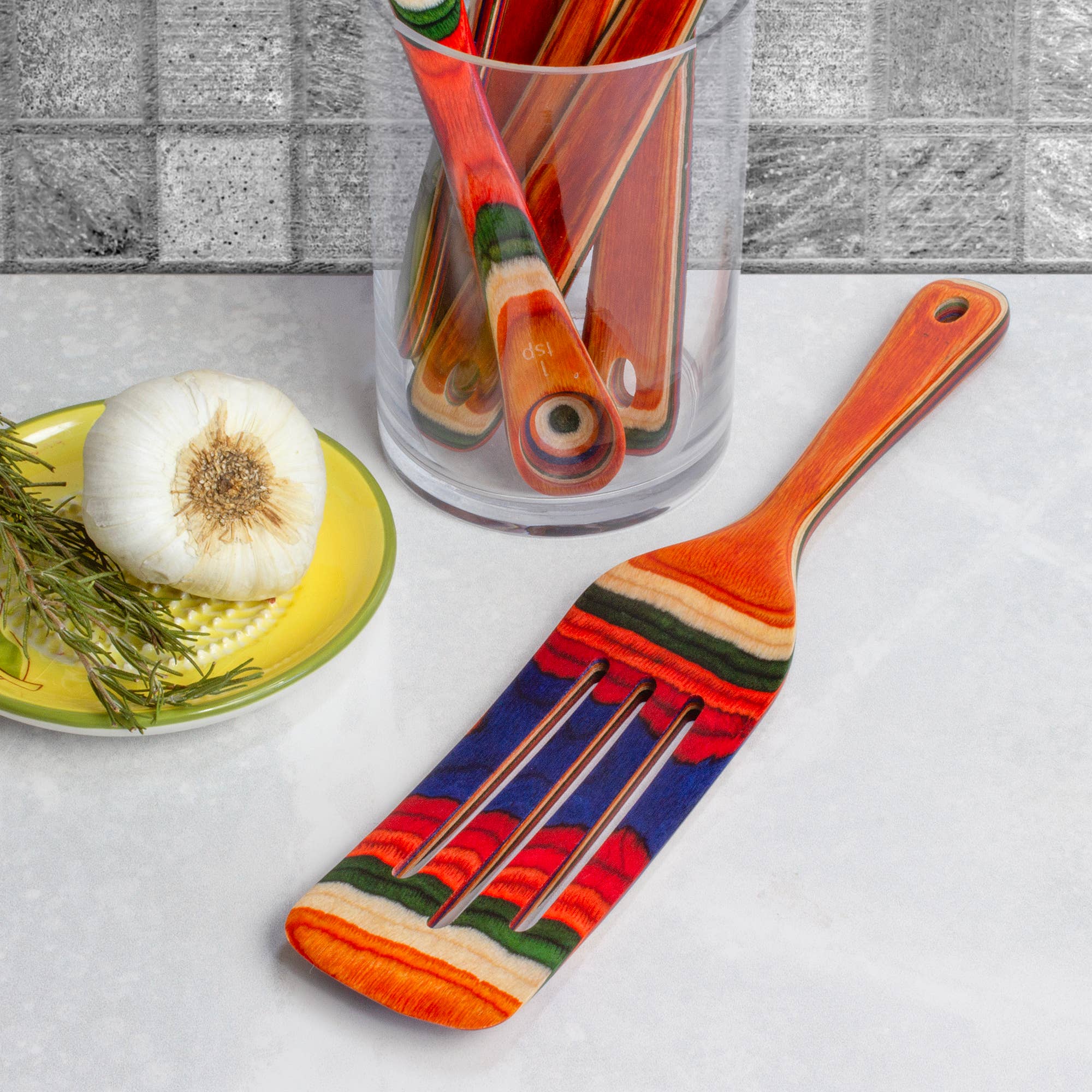 Baltique® Marrakesh Colorful Wooden Slotted Spurtle - Image 5