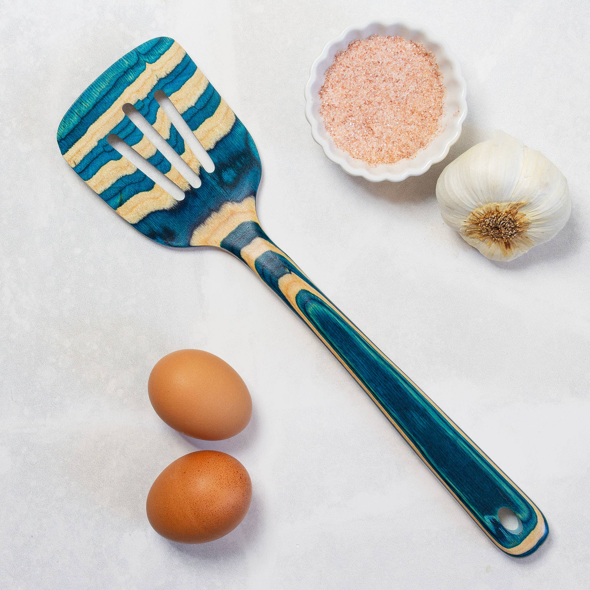 Baltique® Mykonos Colorful Wooden Slotted Spatula - Image 3