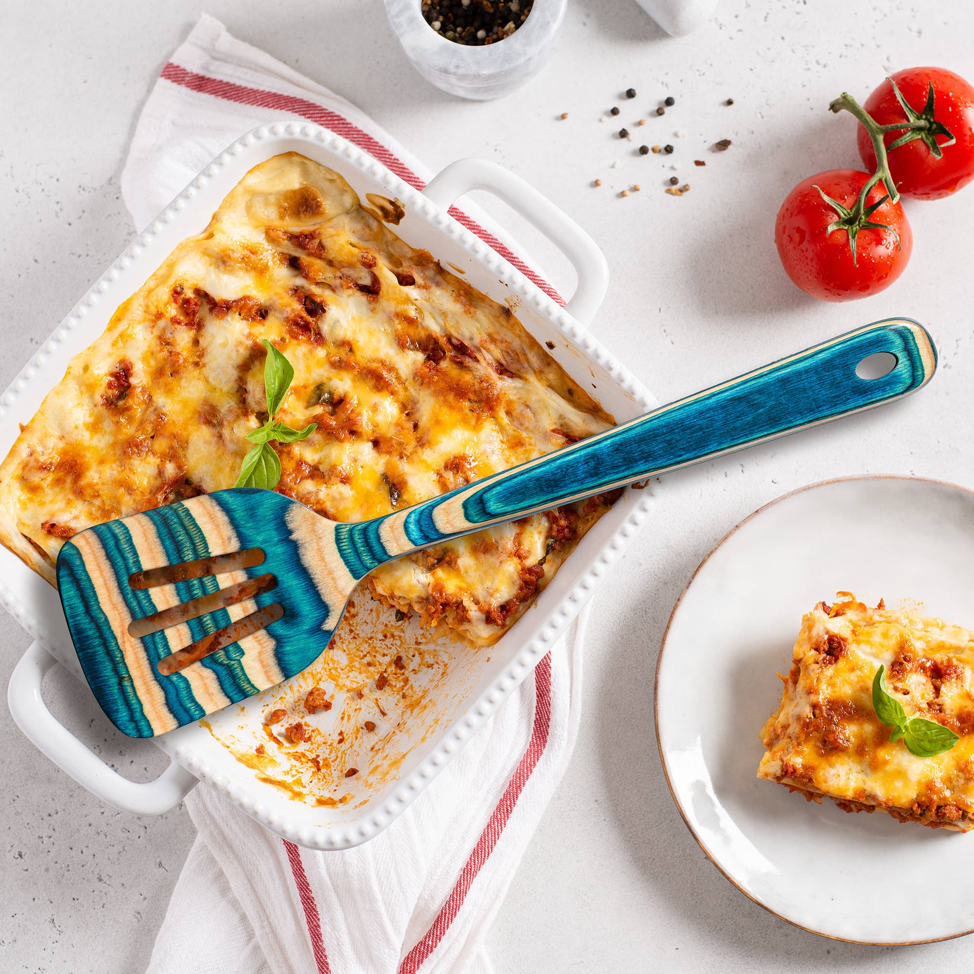Baltique® Mykonos Colorful Wooden Slotted Spatula - Image 4