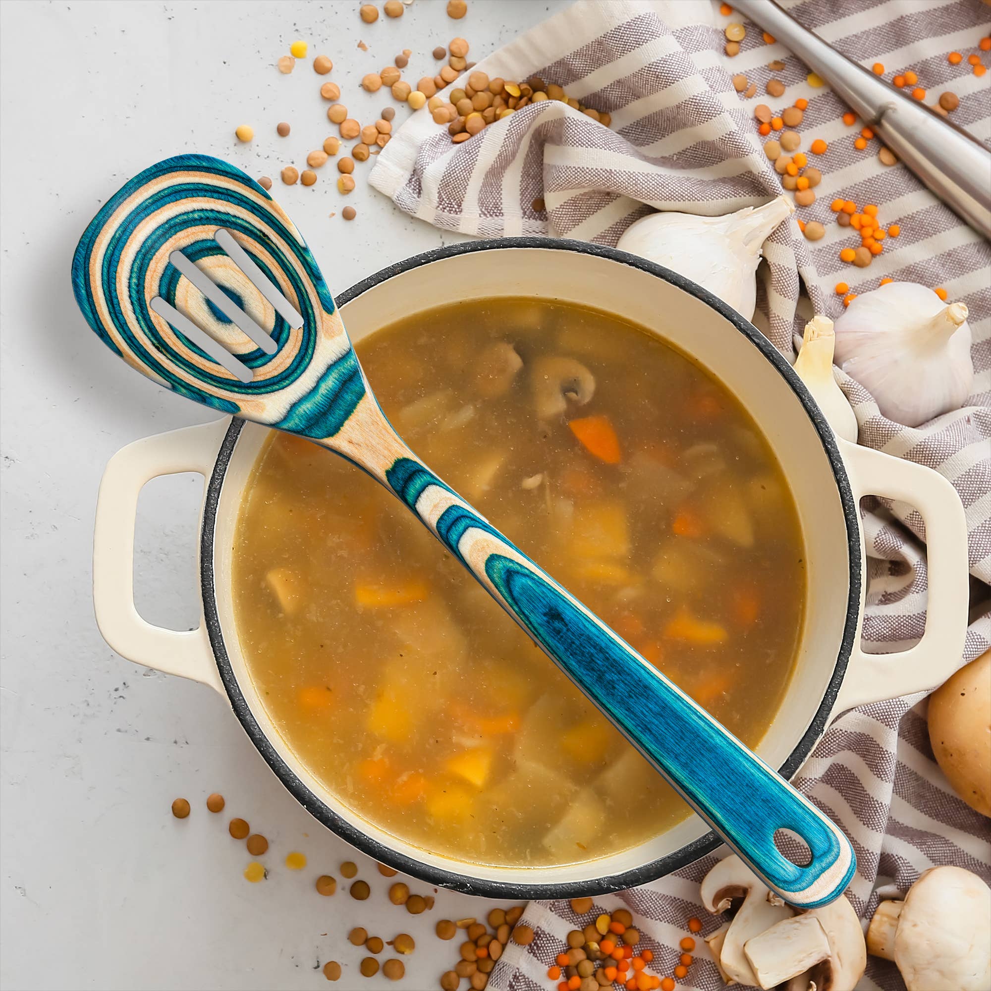 Baltique® Mykonos Colorful Wooden Slotted Spoon - Image 5