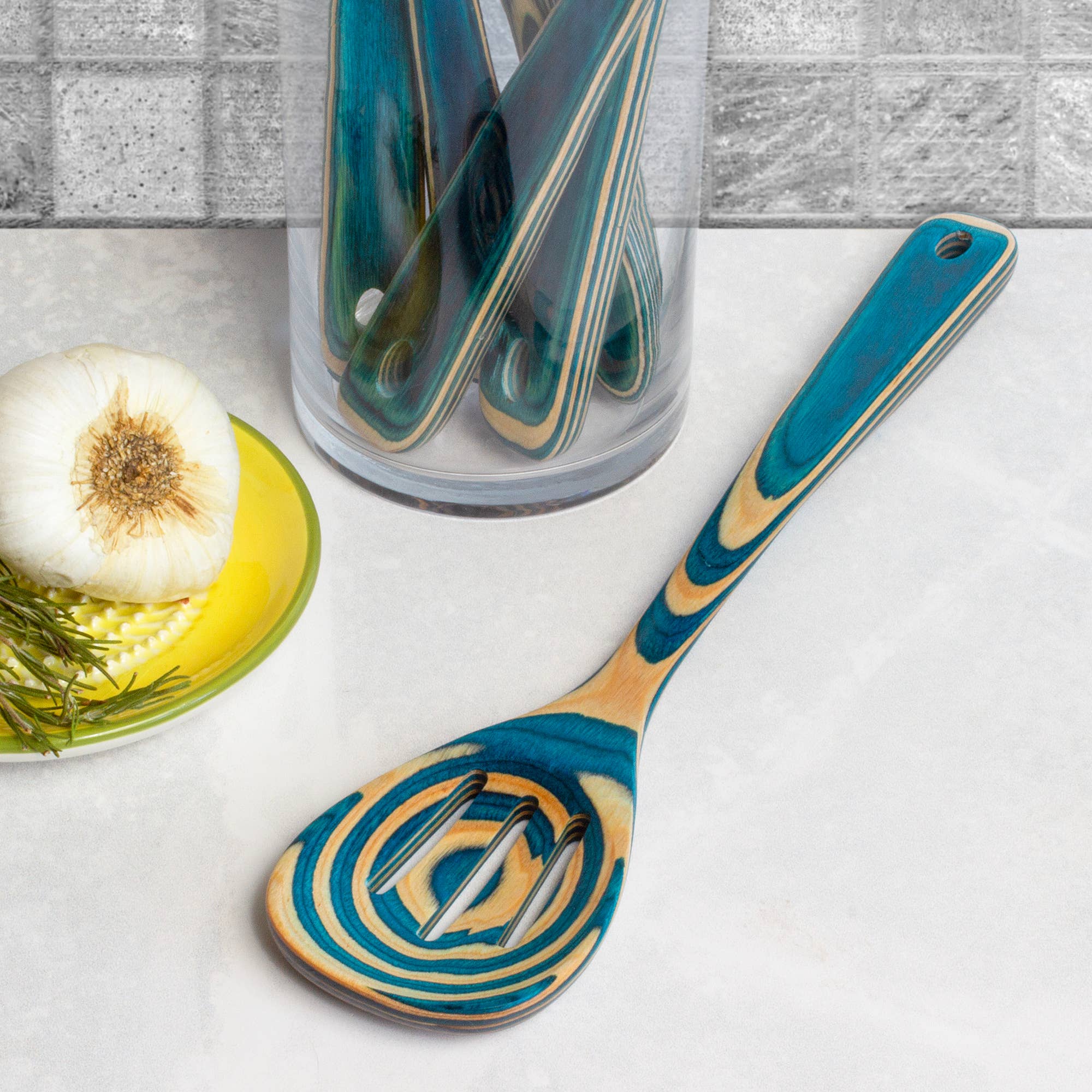 Baltique® Mykonos Colorful Wooden Slotted Spoon - Image 6