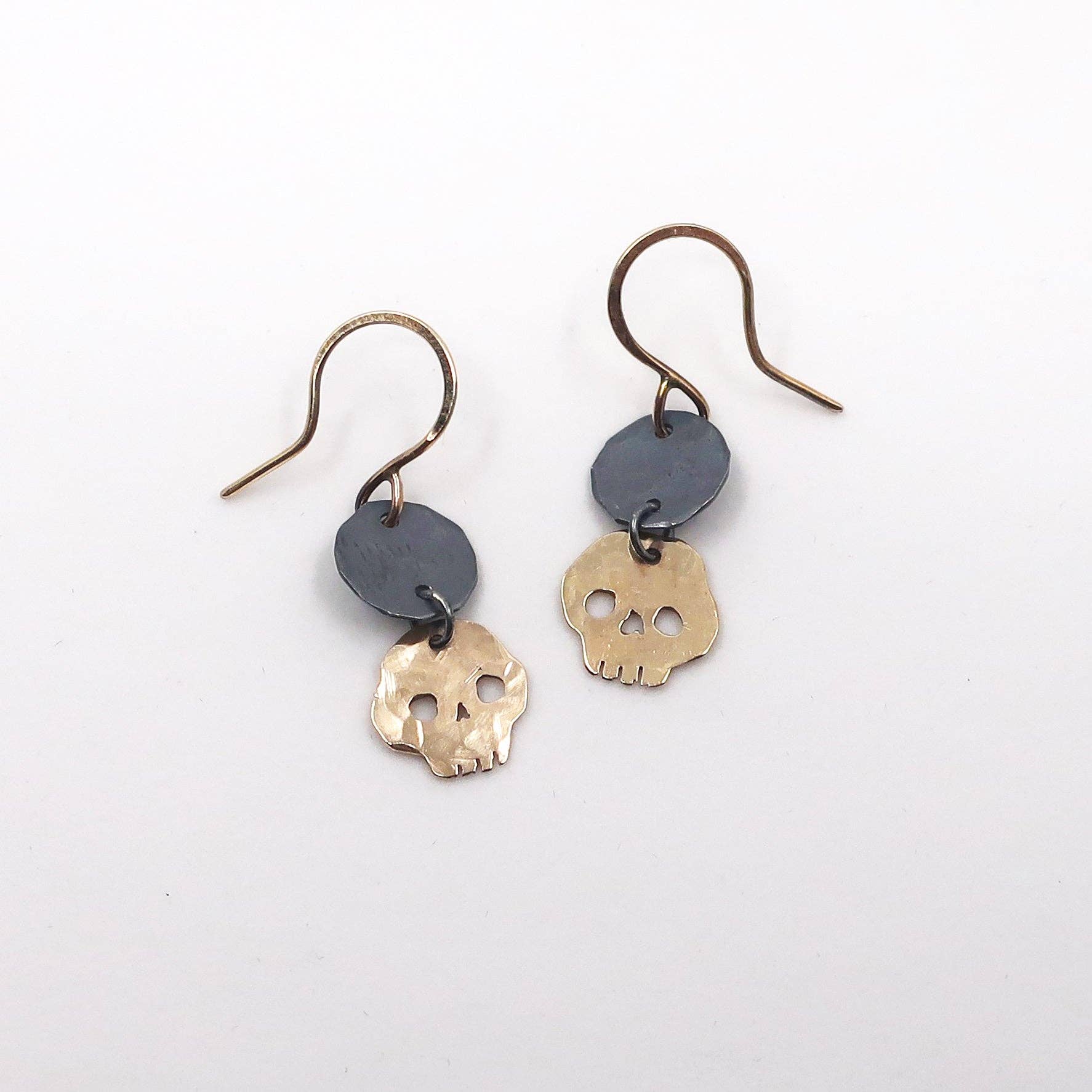 Black Gold Skull Drop Earrings - Image 2