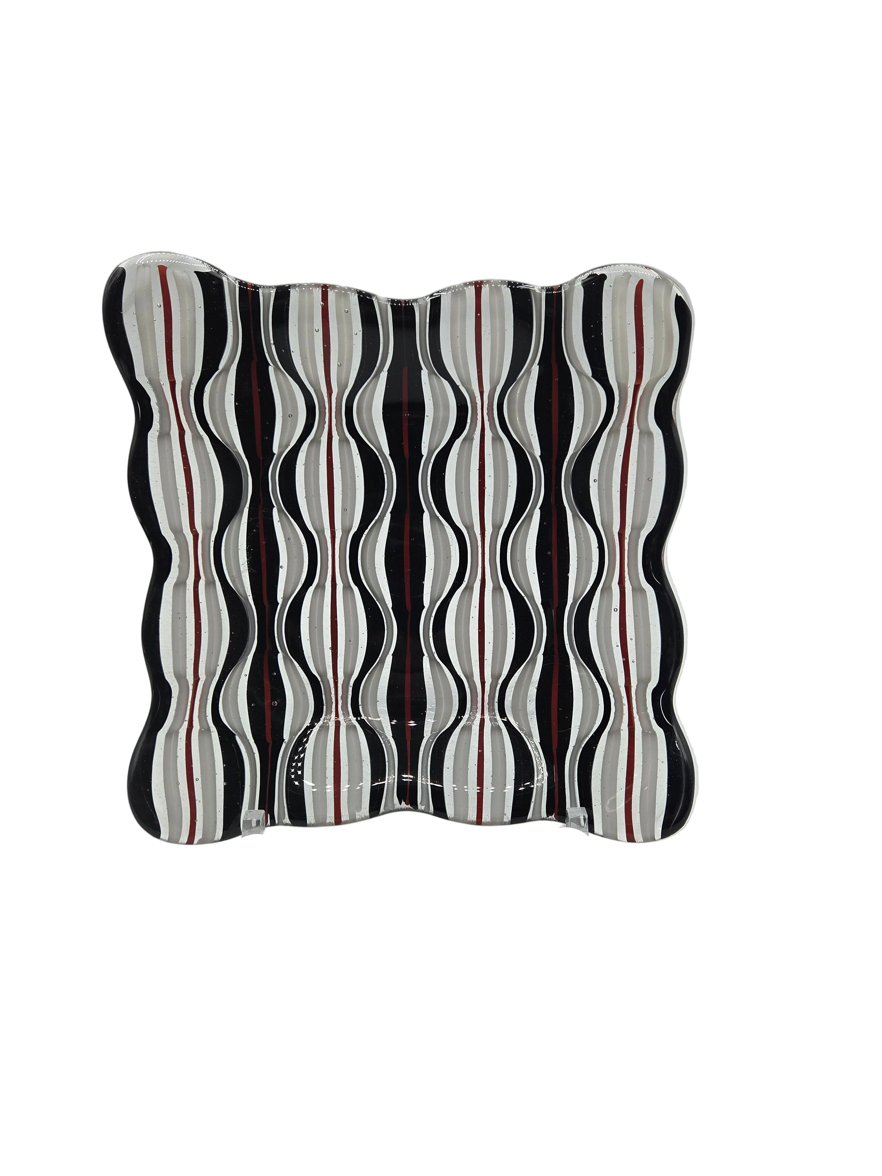 Black, Red & White Optics Fused Glass - Image 2