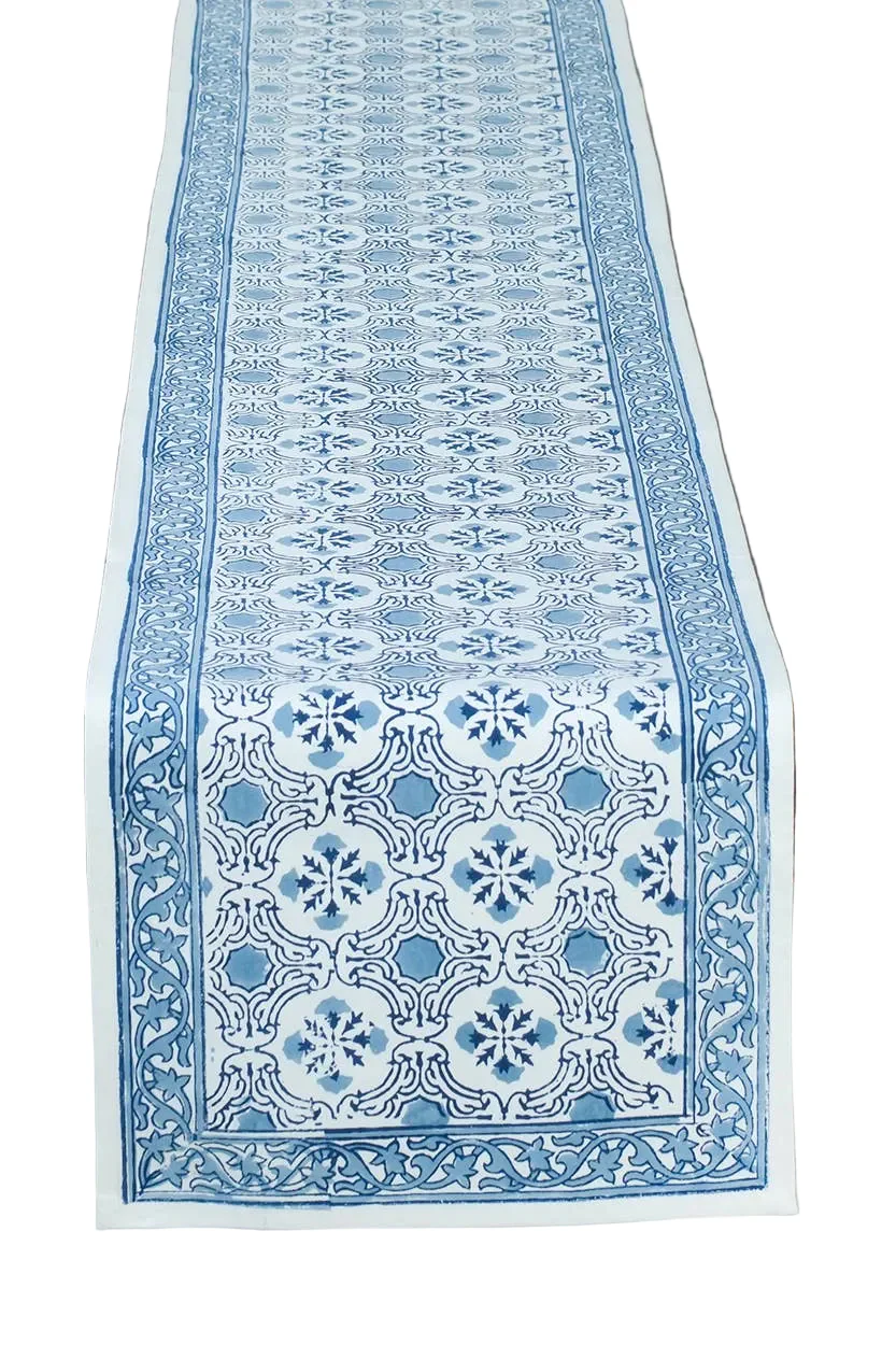 Blue Floral Table Runner