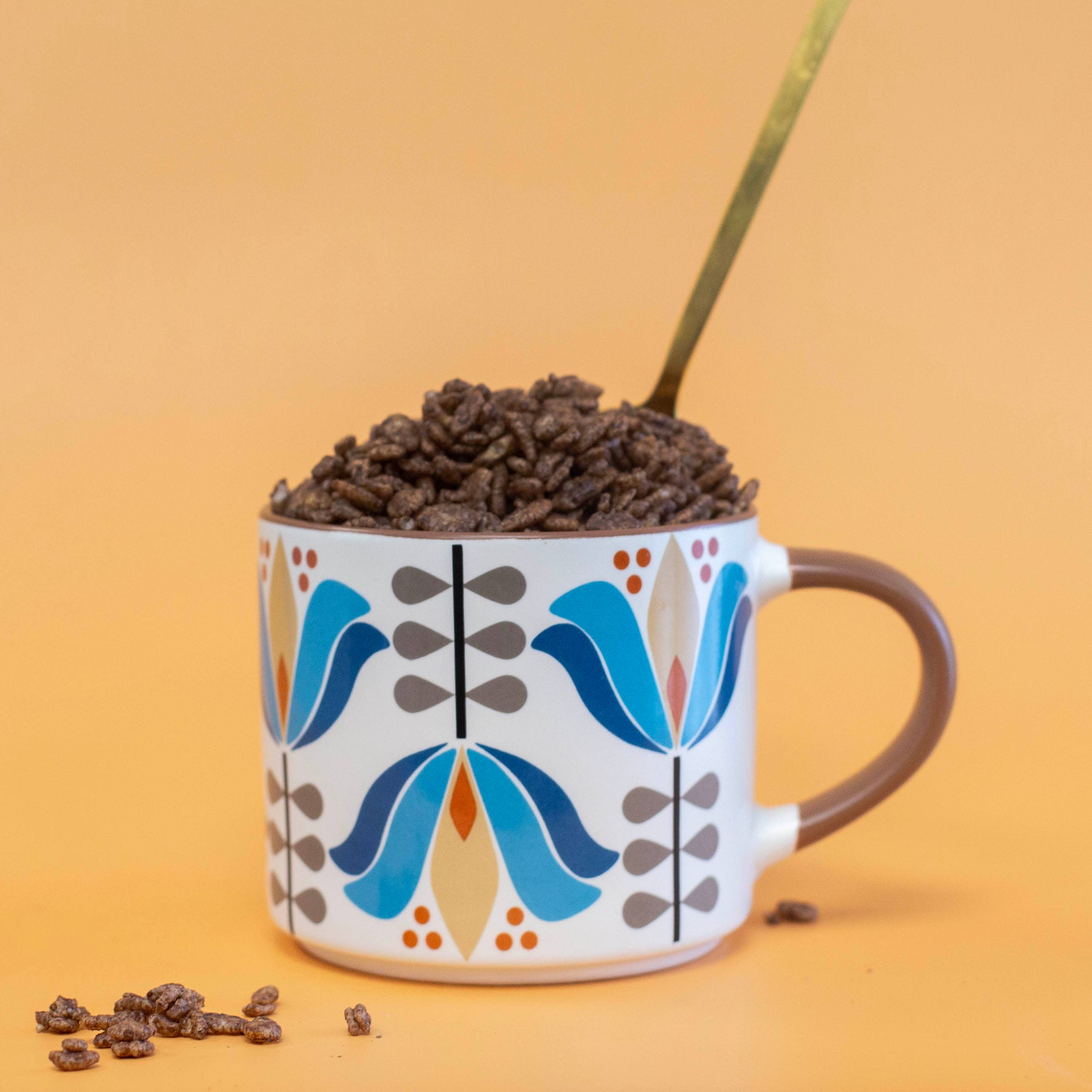 Blue Lotus Flower Mid Century Stackable Matte Coffee Mug - Image 2