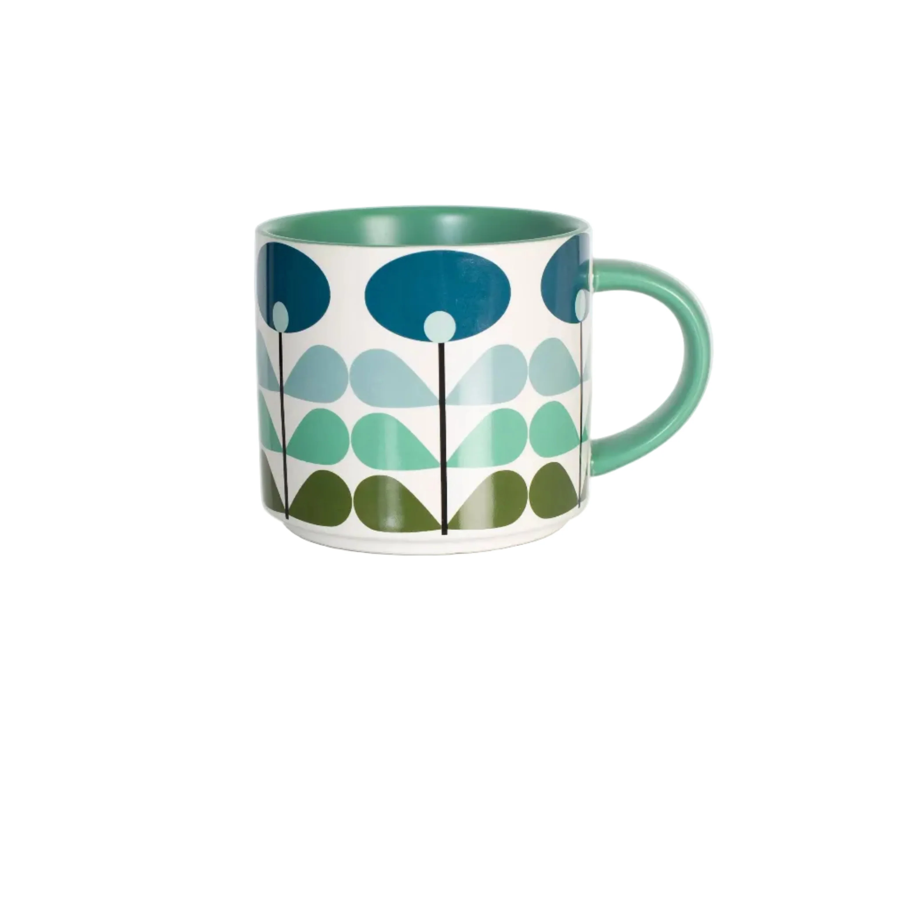 Blue Mid Century ModFlower Stackable Matte Coffee Tea Mug
