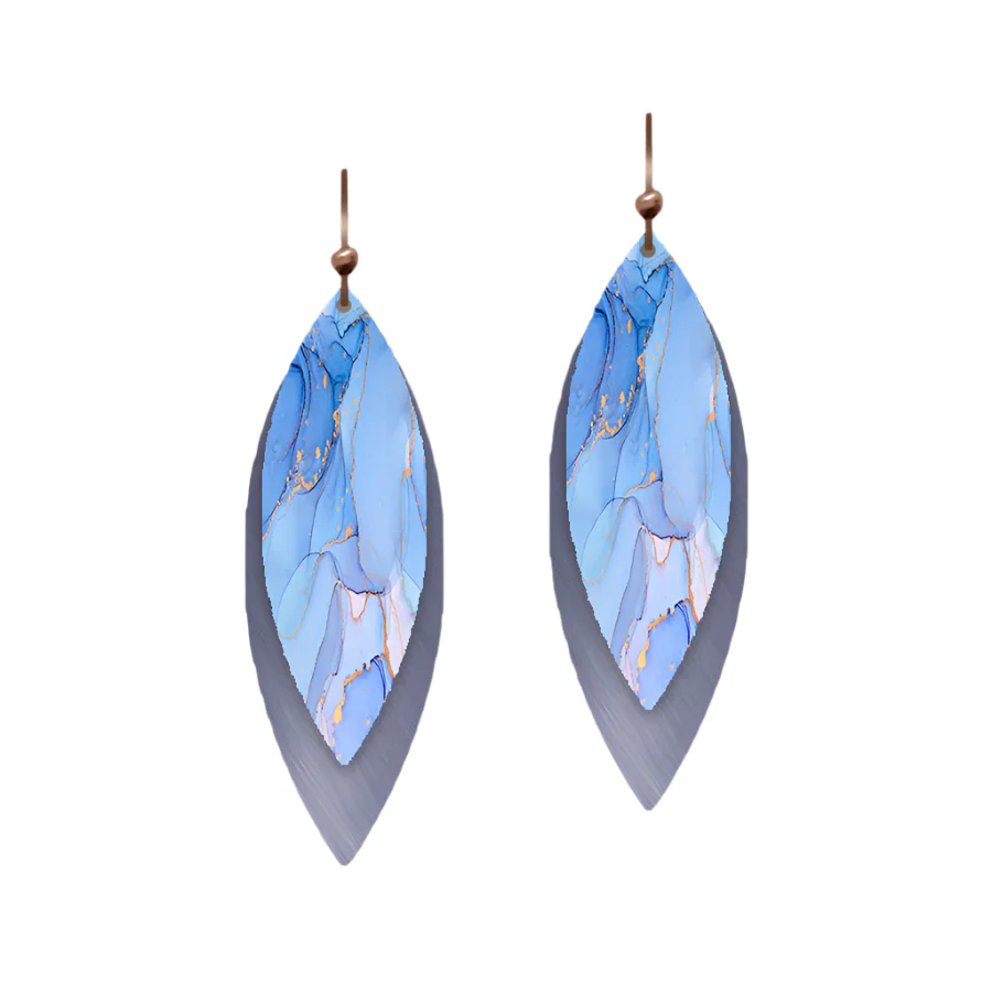 Blue Shimmer Multilayer Point Earrings