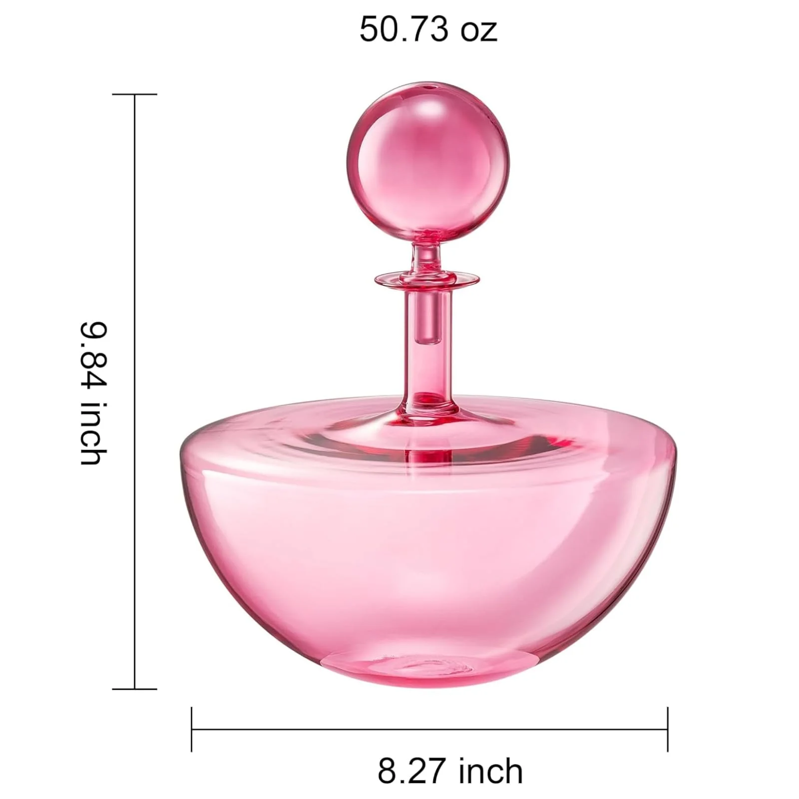 Blush Pink Low Arc Glass Wine Decanter Handblown - Image 3