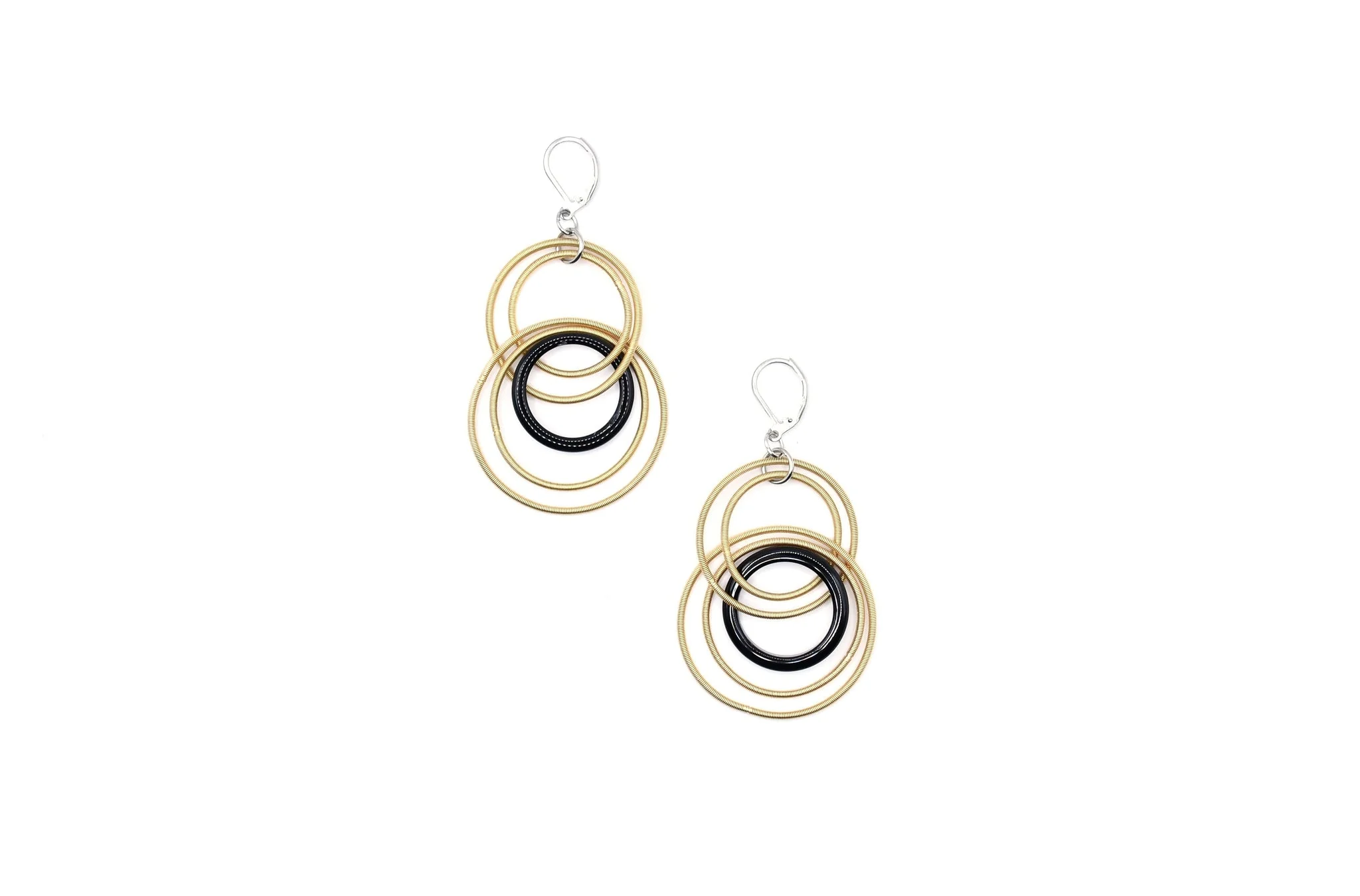 Bright Gold & Black Resin Earrings