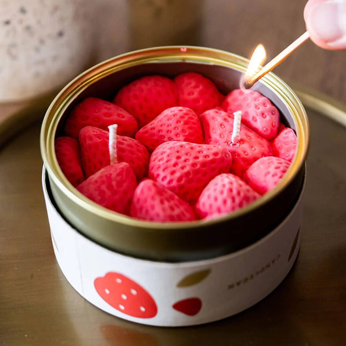 Strawberry Scented Candle In A Tin - Image 4