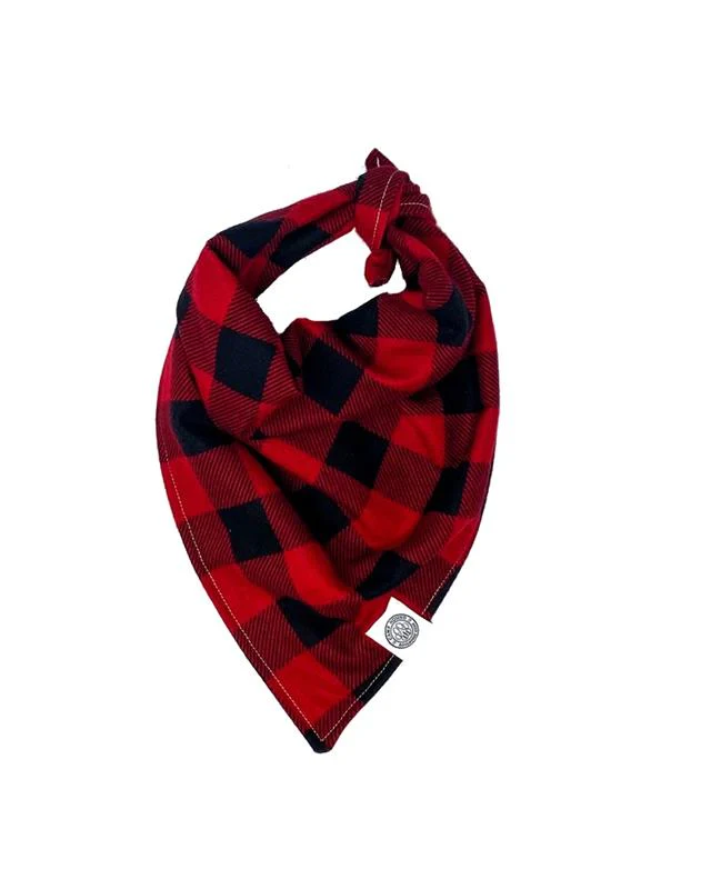 Charlie Dog Bandana Red Buffalo Check Plaid Flannel Scarf - Image 2