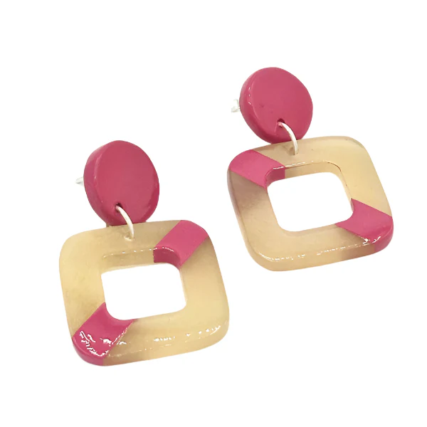 Check Box Horn Stud Earrings