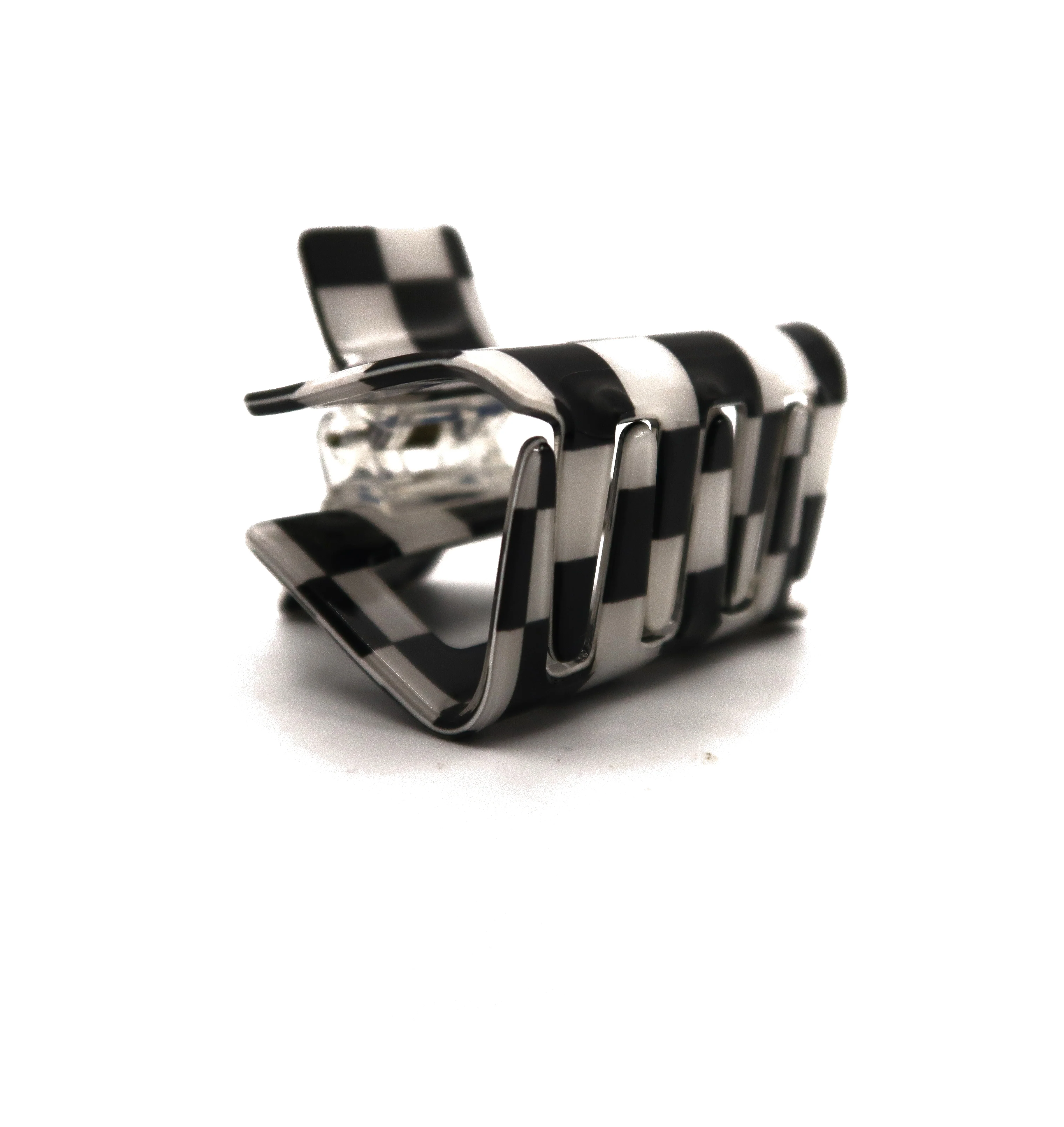 Checkered Chunky Claw Clip Black - Image 2