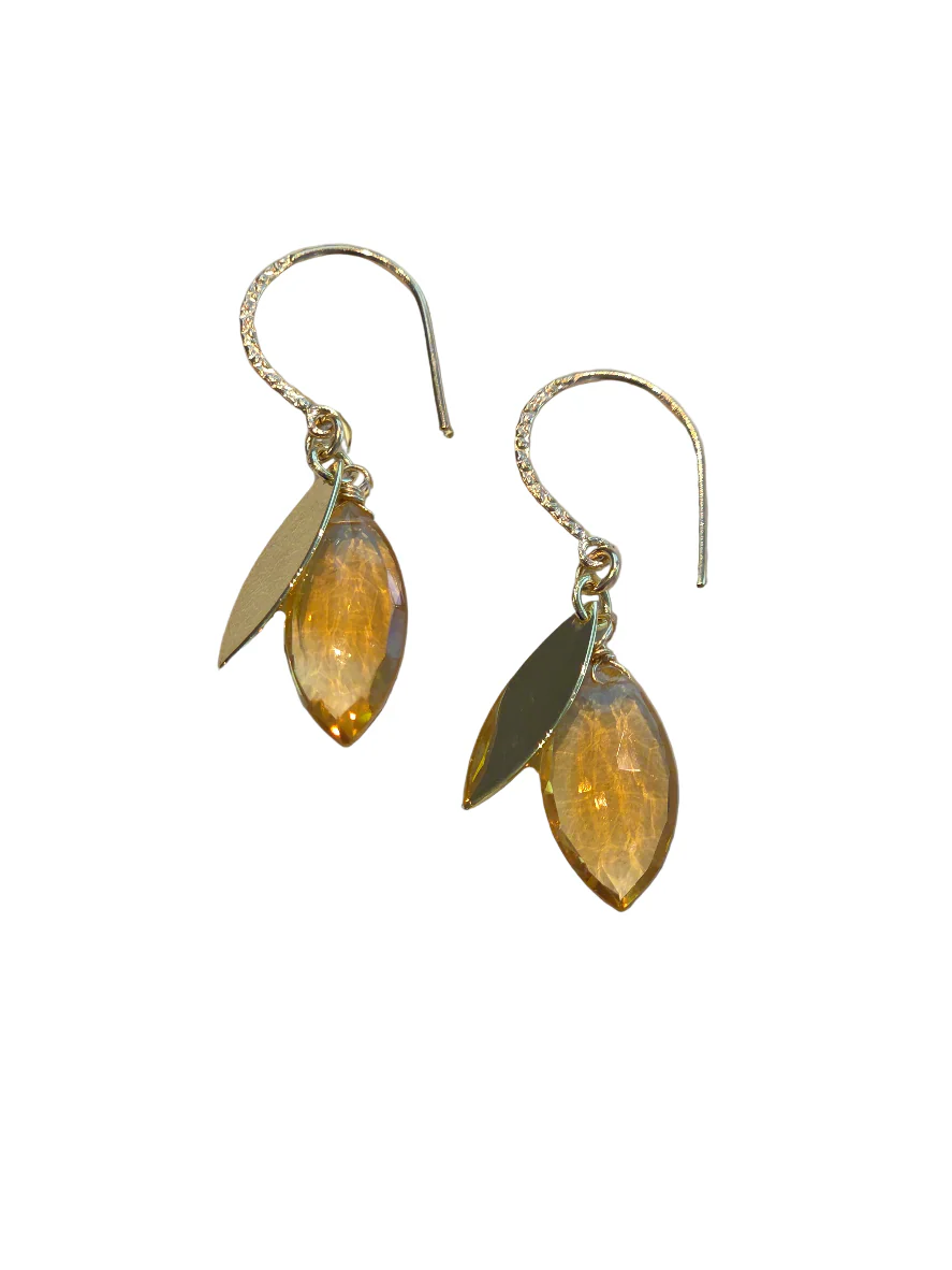 Citrine Leaf Gem Earrings