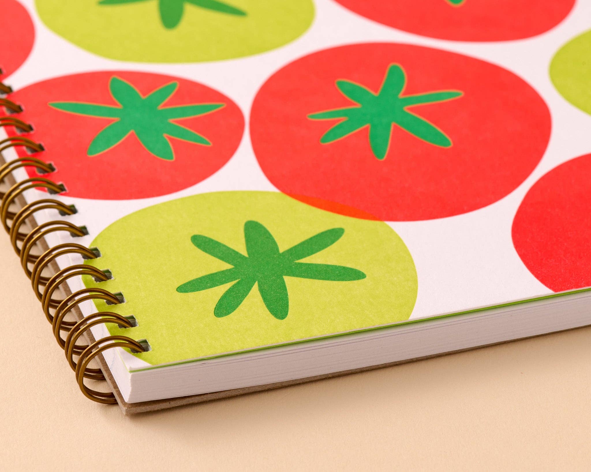Colorful Summer Letterpress A5 Spiral Notebook — Tomato Vine - Image 2