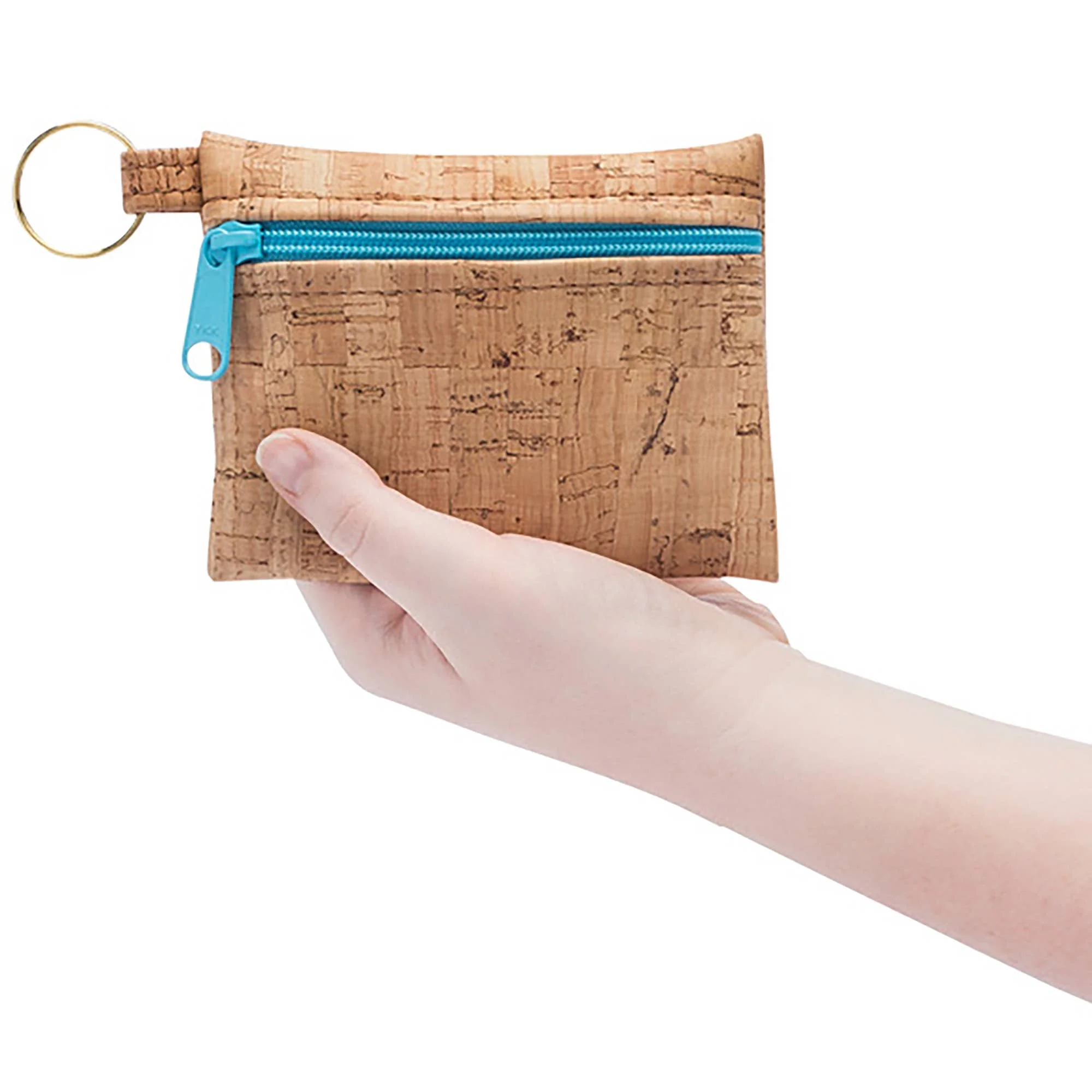 Cork Zip Pouch, Key Ring, Wristlet Strap | Wildflower Whimsy - Image 2