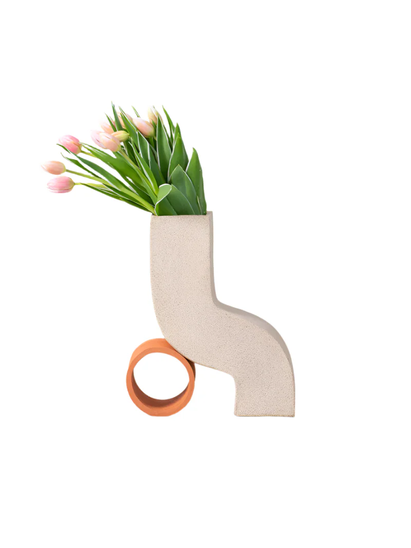 Doline Vase, Sand/Terracotta