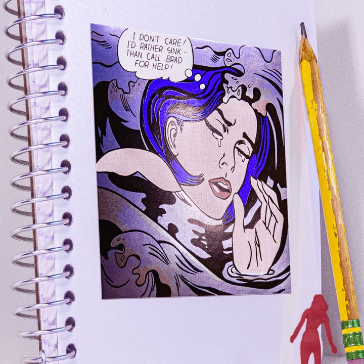 Drowning Girl by Roy Lichtenstein - Individual Die-Cut Sticker - Image 2