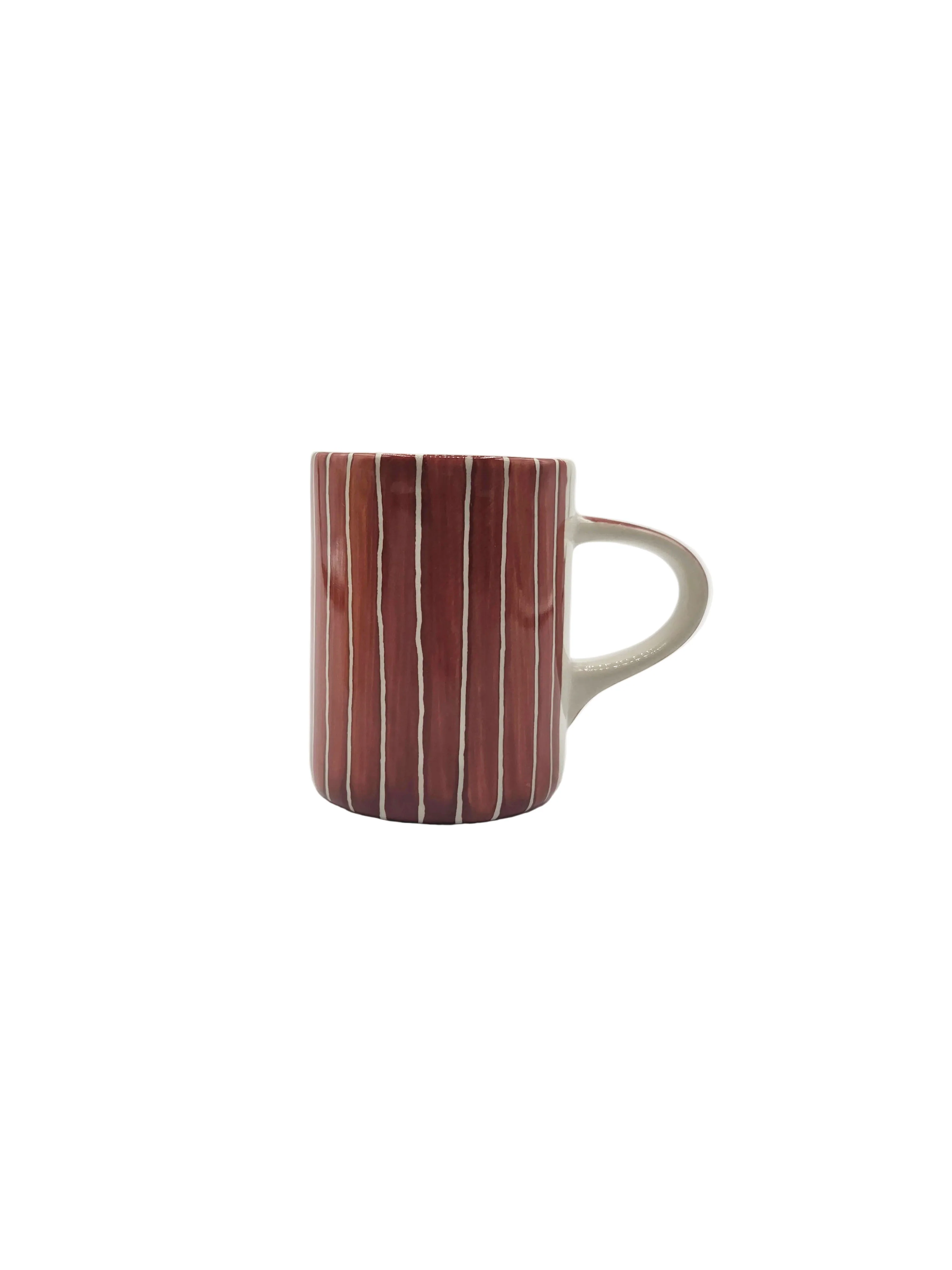 Espresso Cups Sgrafitto Stripe - Paprika