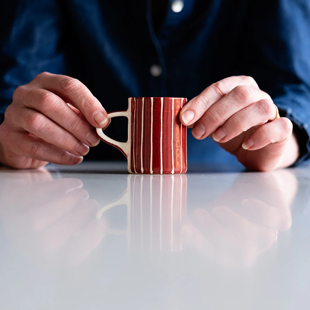 Espresso Cups Sgrafitto Stripe - Paprika - Image 2