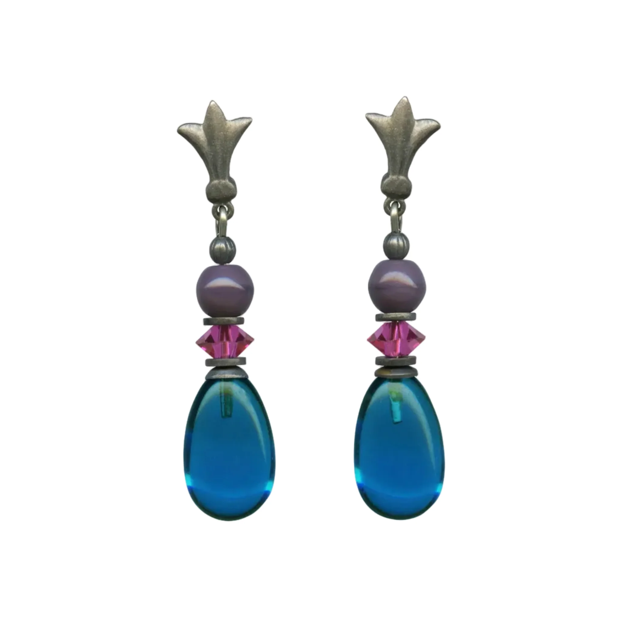 Fleur de Lis and Raindrops Post Earrings - Image 3