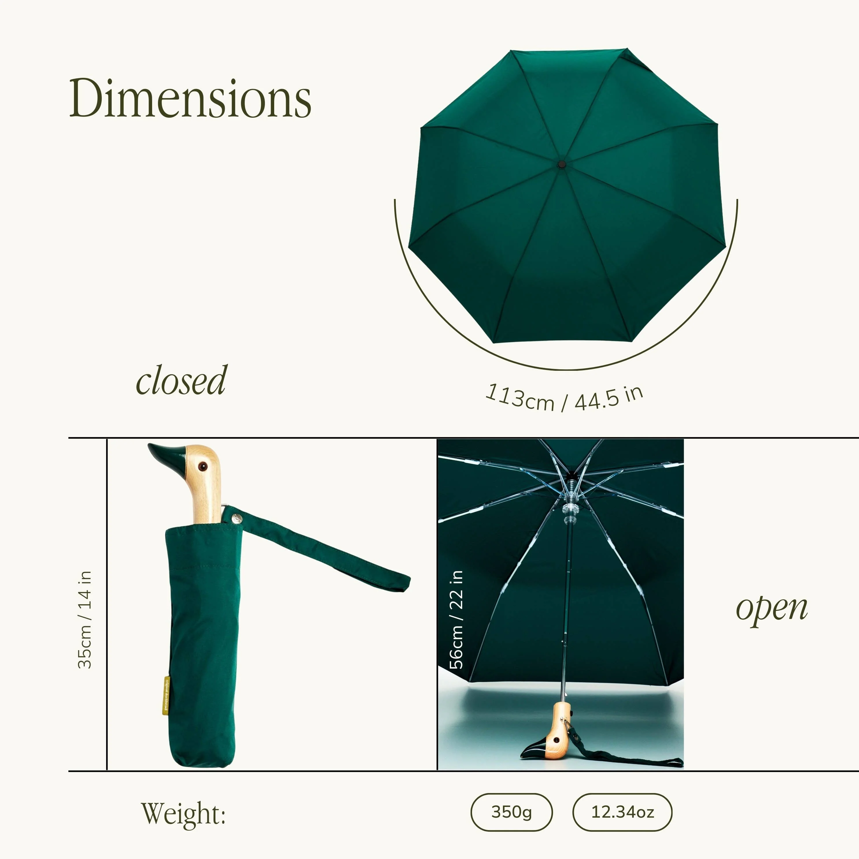 Forest Green Eco-friendly Compact OriginalDuckhead Umbrella - Image 6