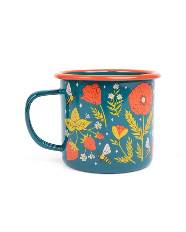 Garden Buzz Enamel Coffee Mug