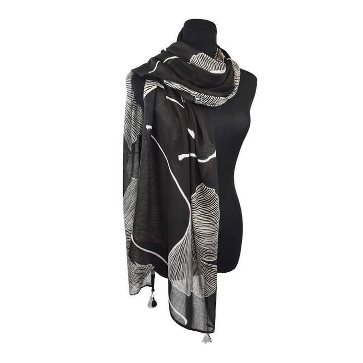 Gingko Floral Scarf Black - Image 2