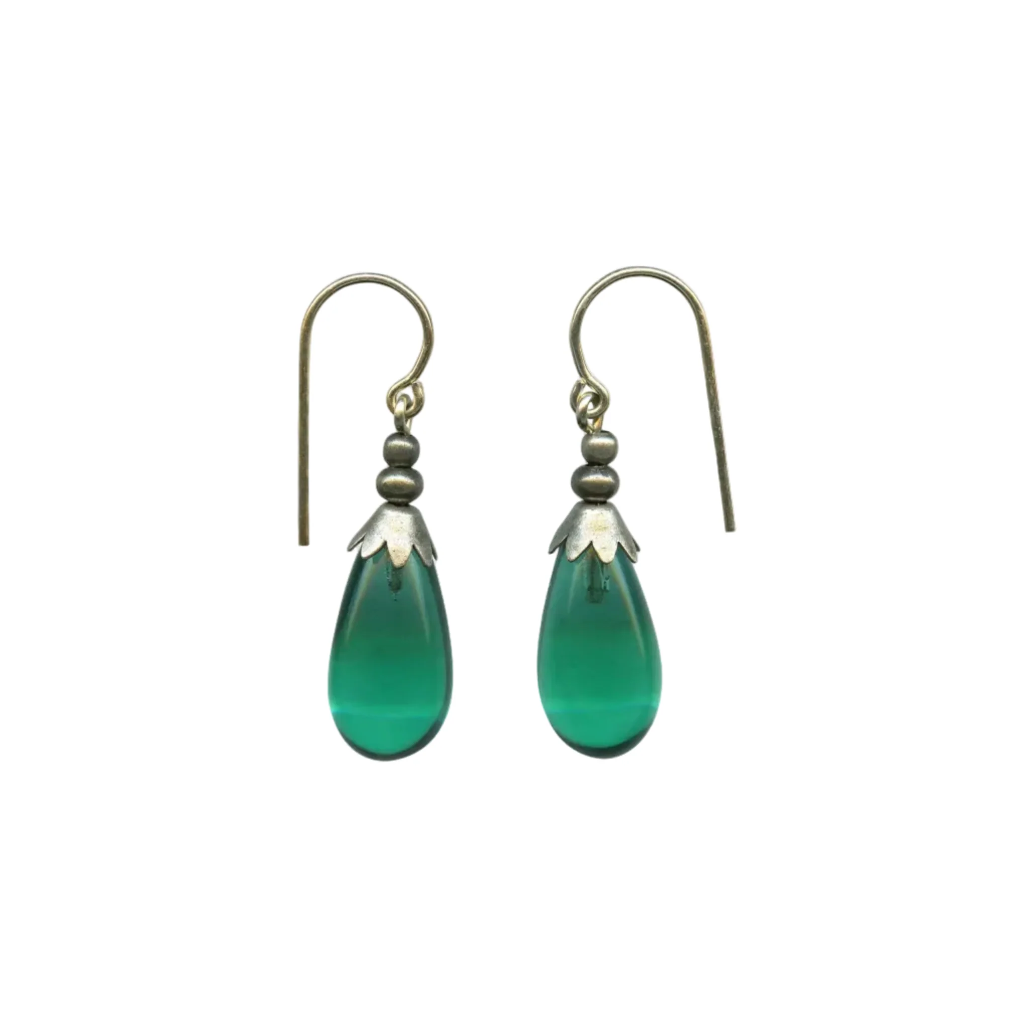Glass Drop Earrings with Silver Accent