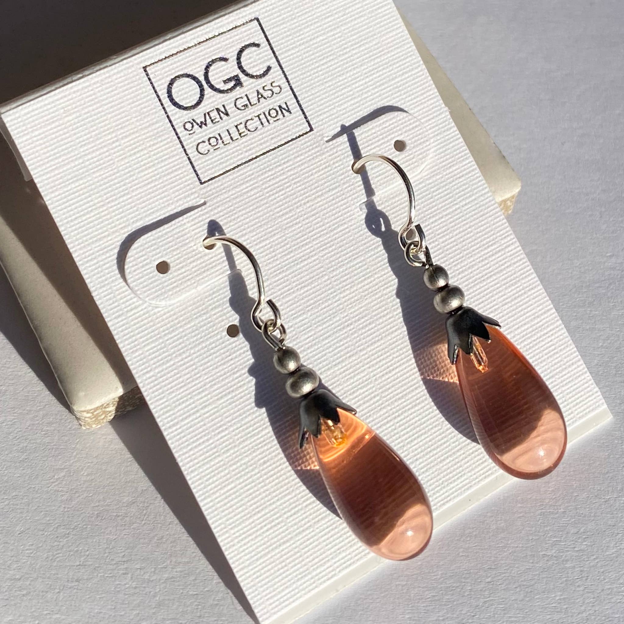 Glass Drop Earrings with Silver Accent - Image 10