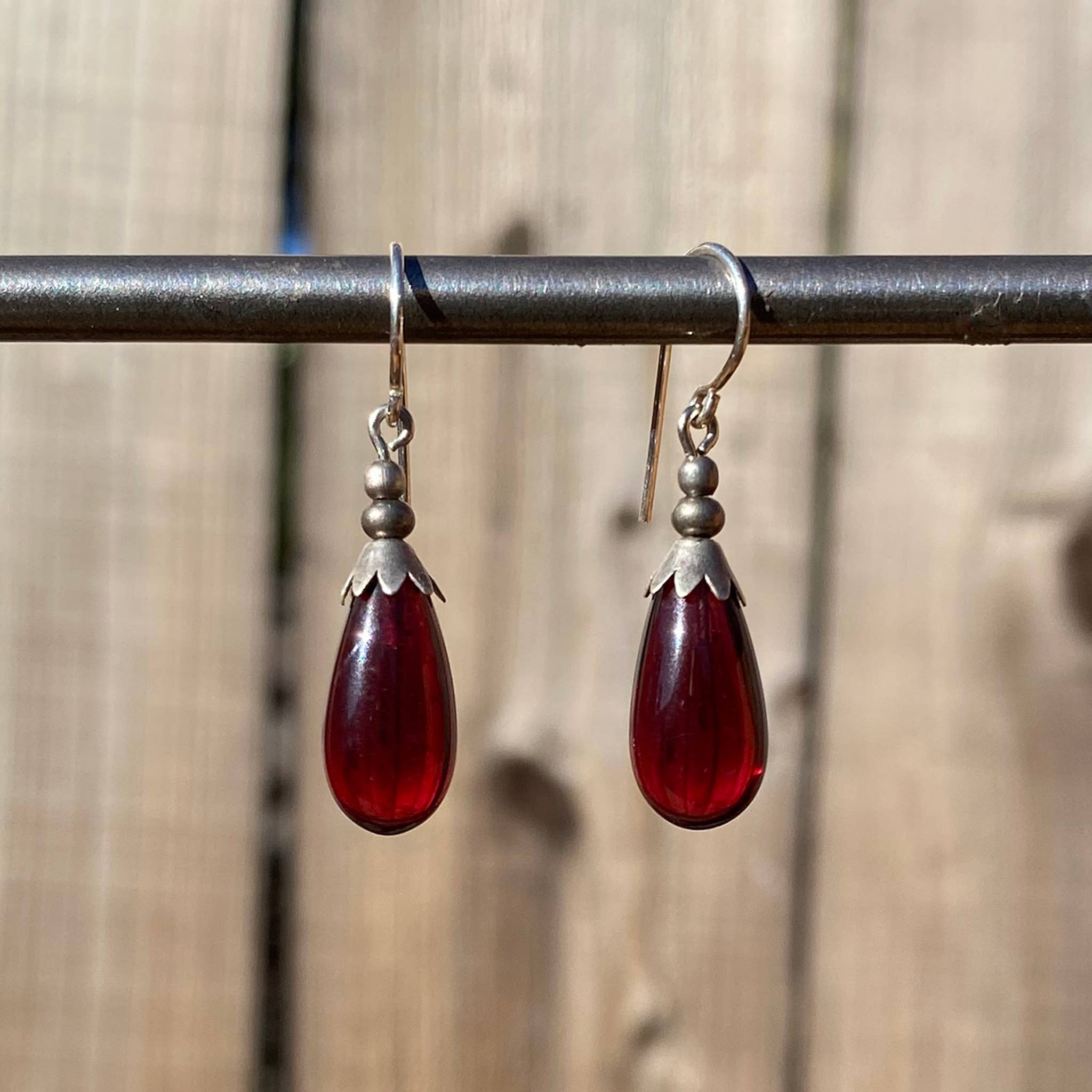 Glass Drop Earrings with Silver Accent - Image 11