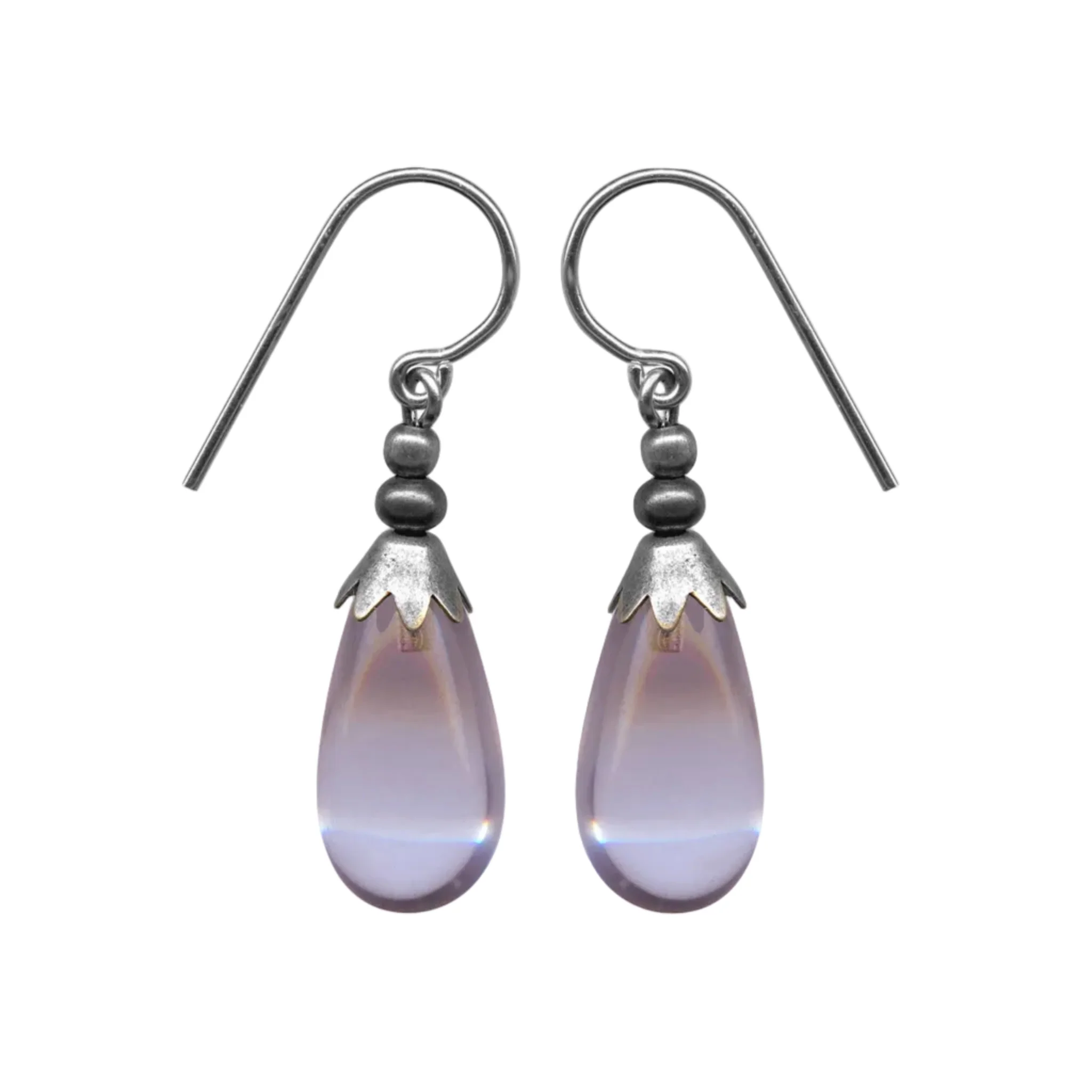 Glass Drop Earrings with Silver Accent - Image 12