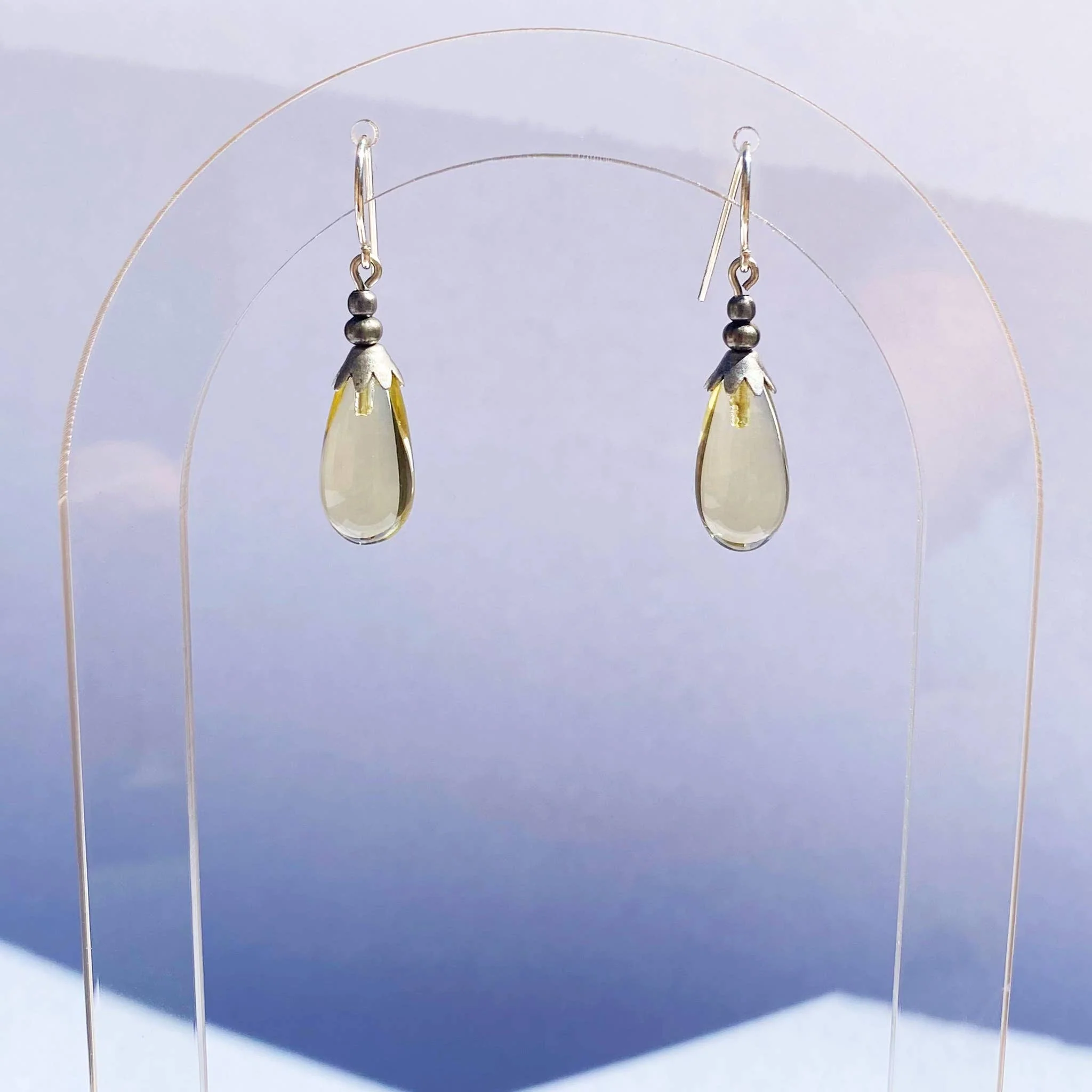 Glass Drop Earrings with Silver Accent - Image 13