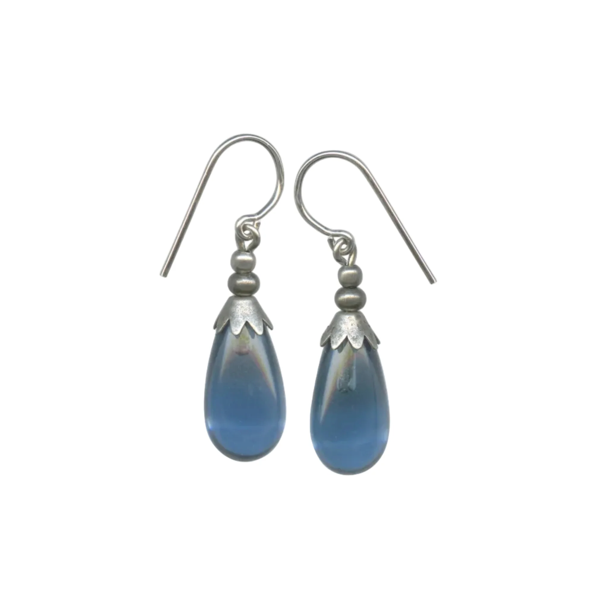 Glass Drop Earrings with Silver Accent - Image 4