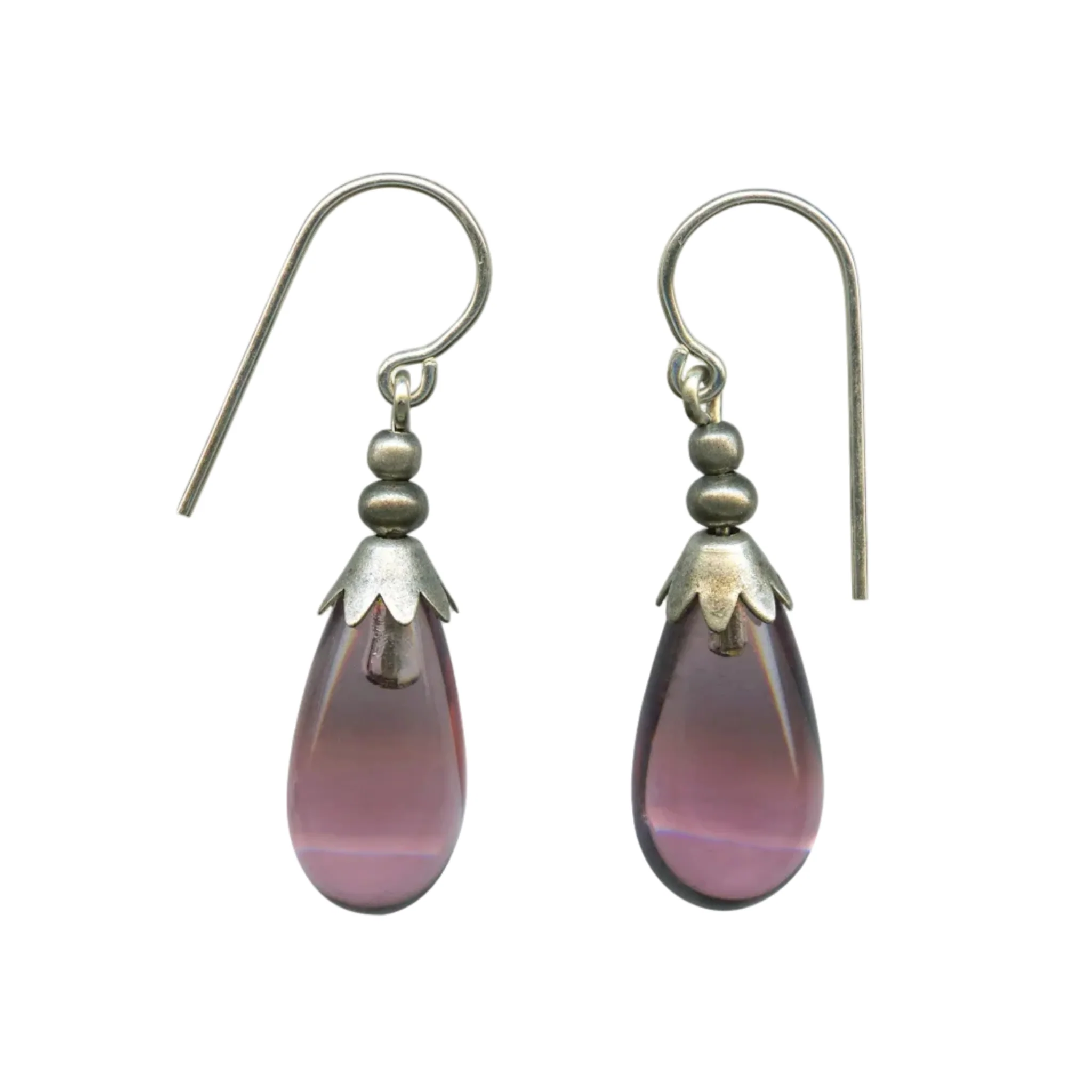 Glass Drop Earrings with Silver Accent - Image 5