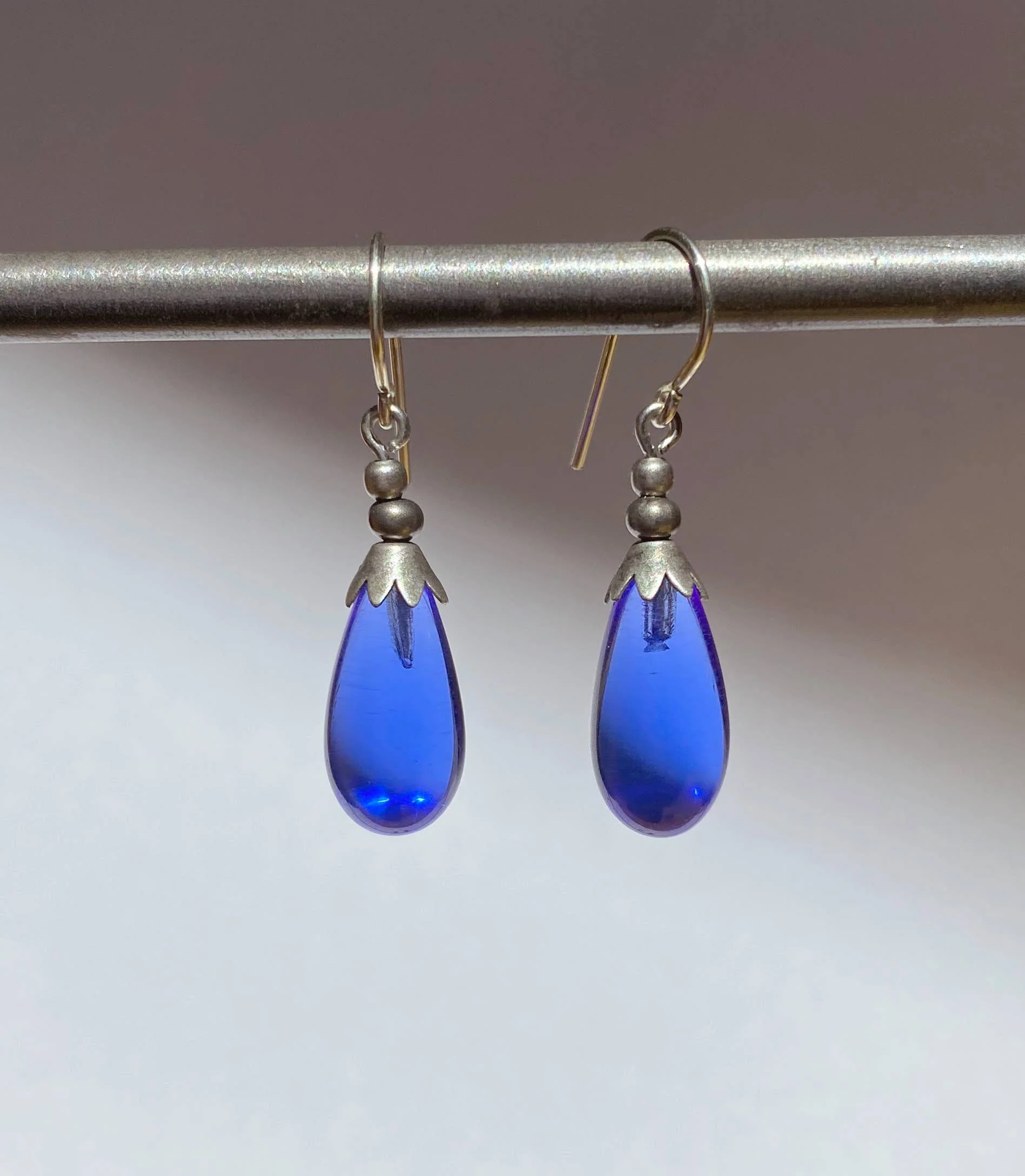 Glass Drop Earrings with Silver Accent - Image 7