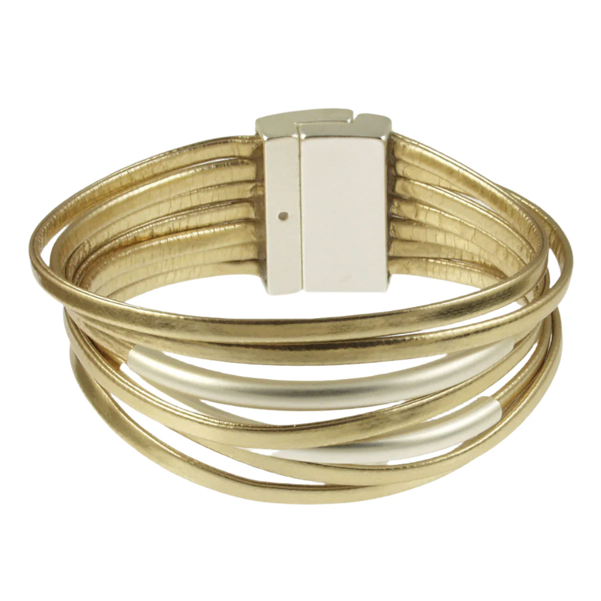 Gold and Silver Magnetic Closure Bracelet
